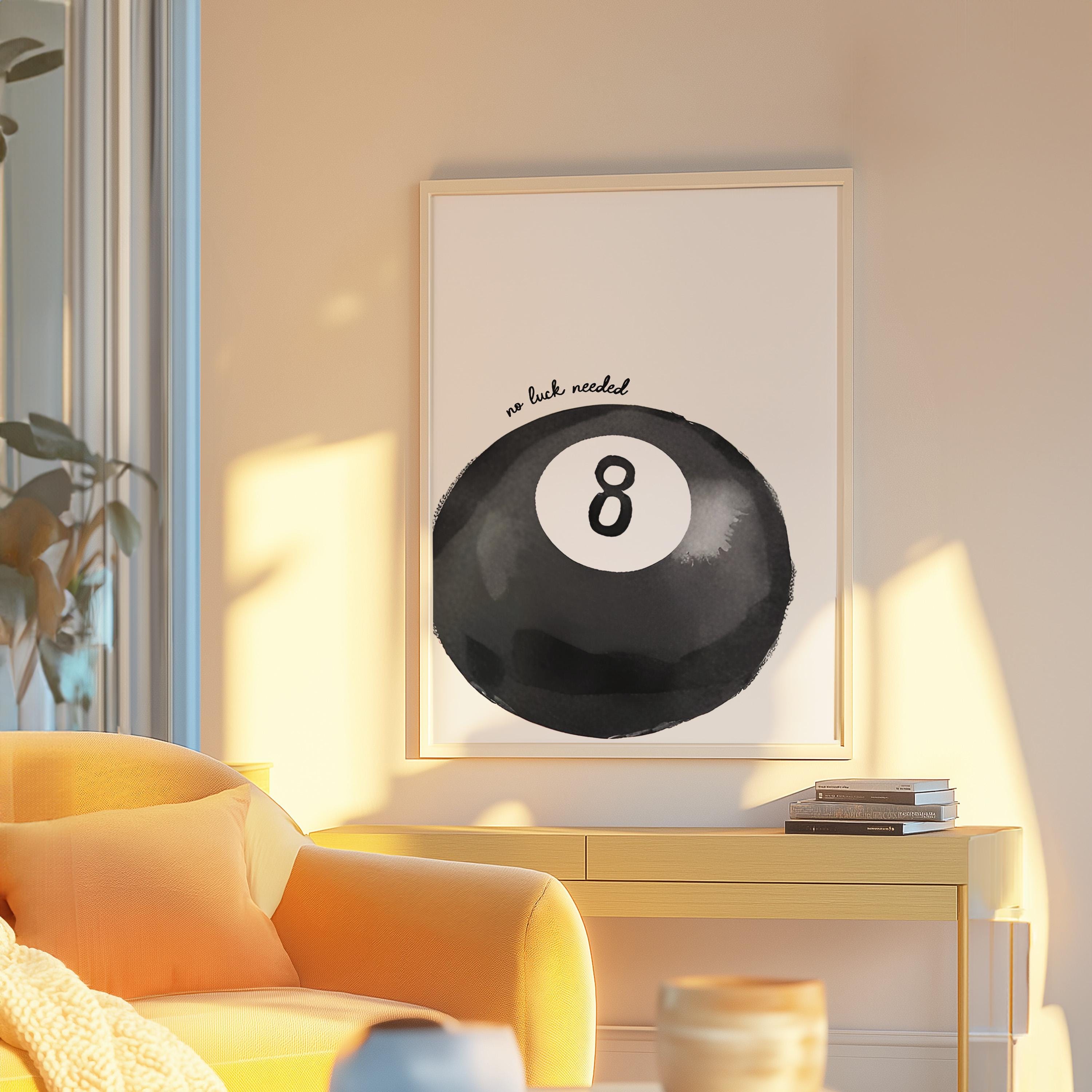 Lucky 8 Ball Print, Retro Lucky Girl Poster, Funky Aesthetic Print for Apartment, Retro Hand-Drawn Wall Art, GS Print Shoppe