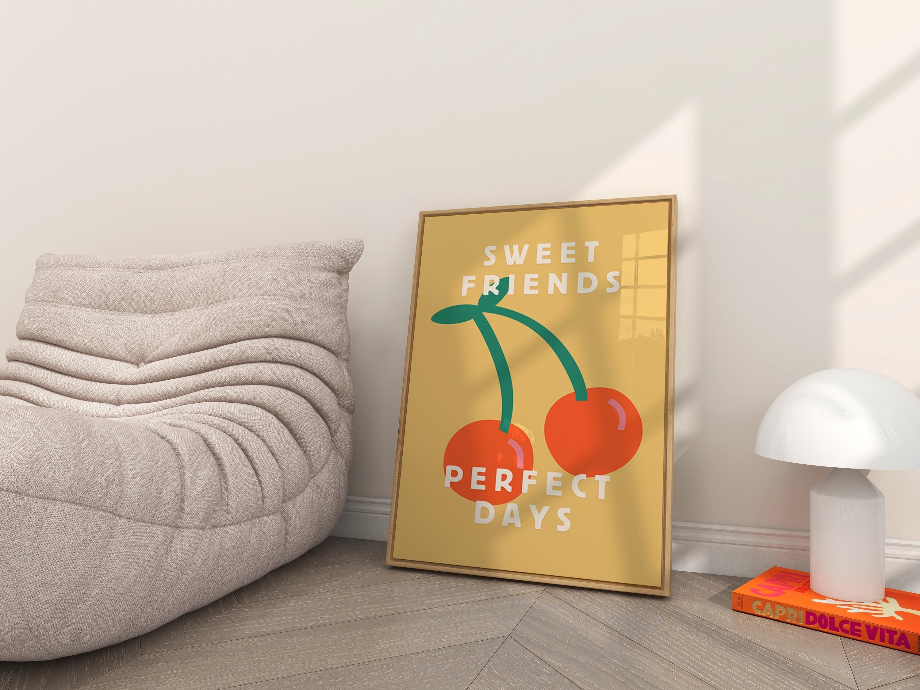 Cherry Poster, Cute Kids Art, Trendy Wall Art, Digital Download, Cherry Wall Art, Preppy Wall Art, GS Print Shoppe, Aesthetic Print