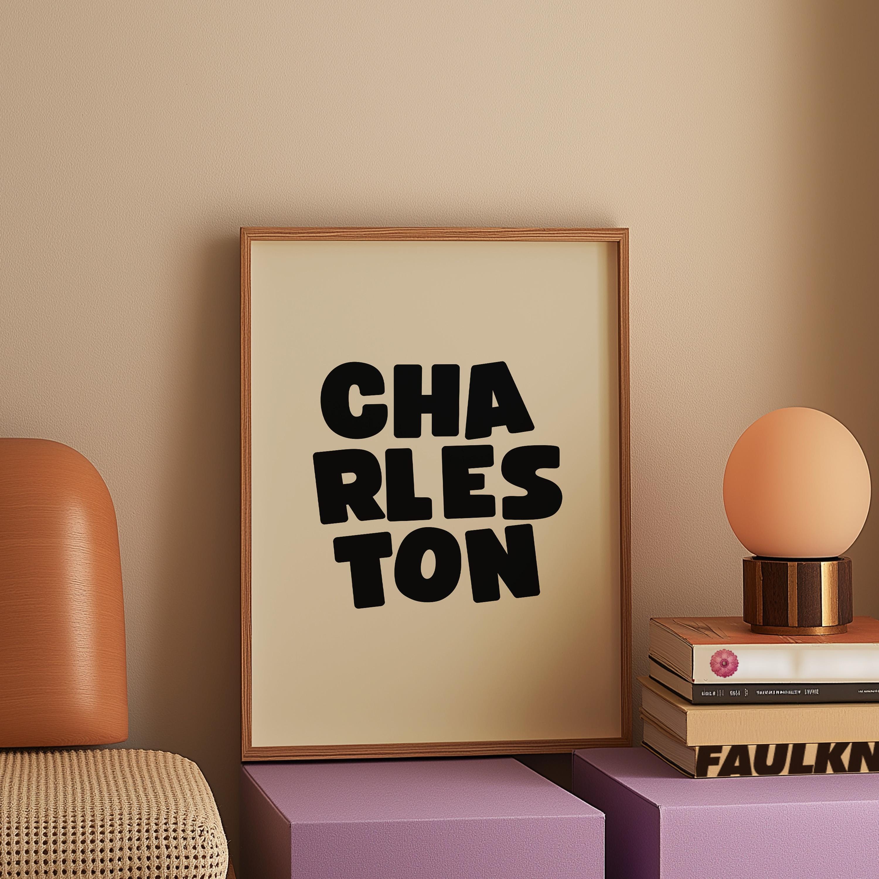 Charleston Art Print,Digital Art Download,Black CHS Wall Art,Cute Trendy Art,CHS Posters,Charleston Wall Poster,Beige Posters