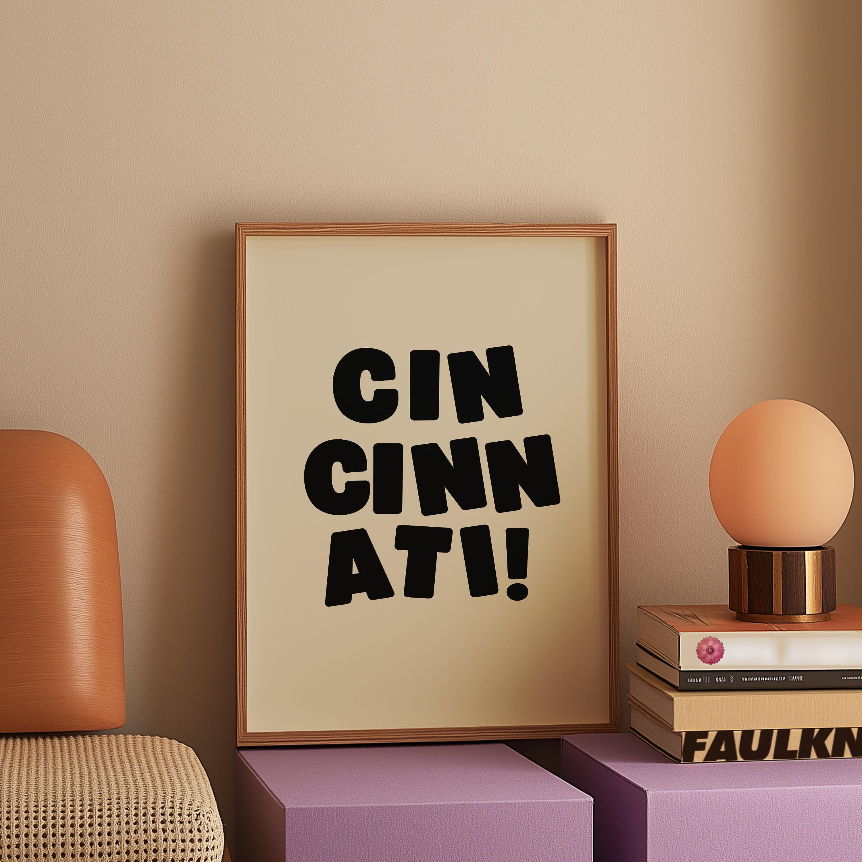 Cincinnati Art Print,Digital Art Download,Cincinnati Wall Art,Cute Trendy Art,Cincinnati Posters,Cincinnati Wall Poster,Beige Posters