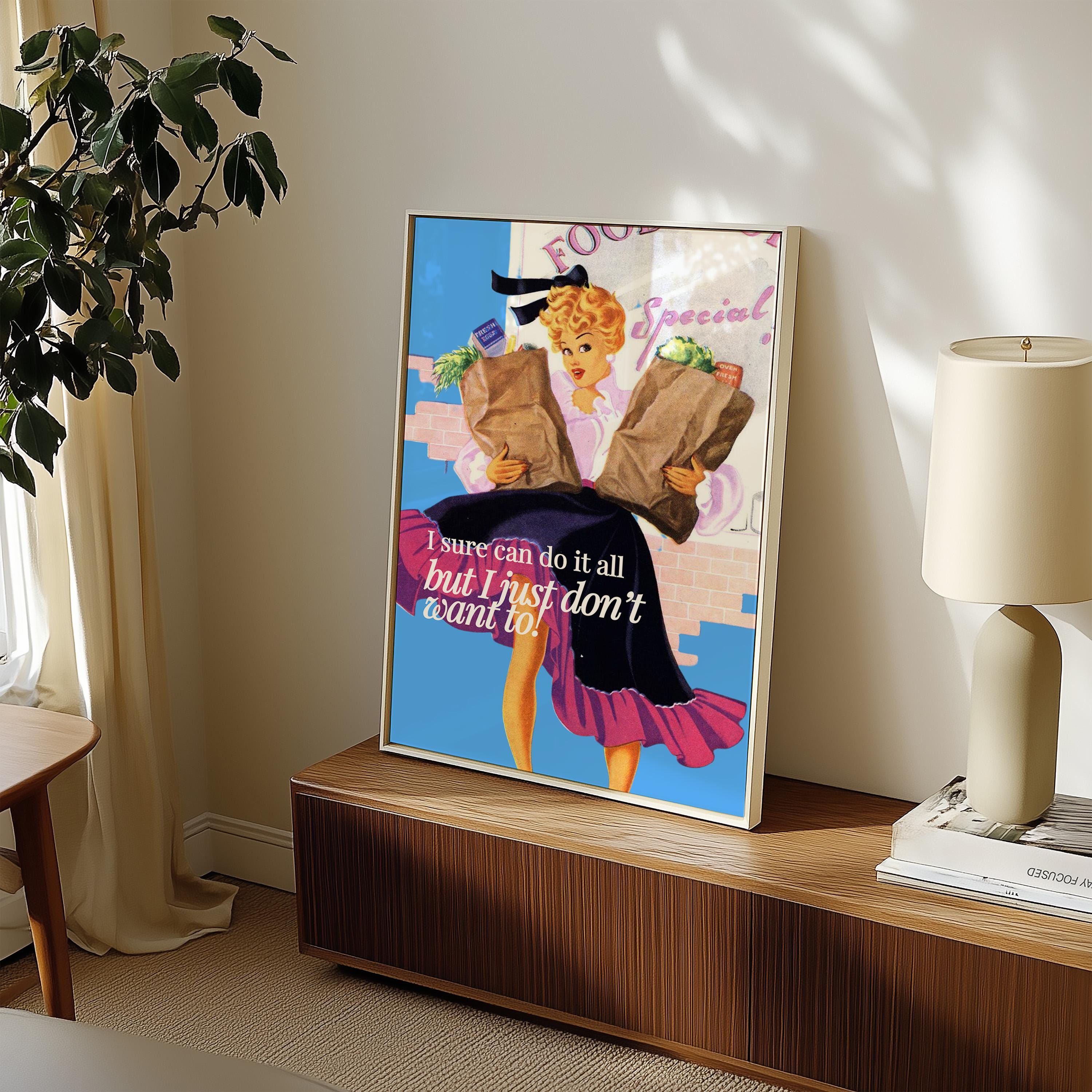 Retro Comic Print, Digital Poster, Retro Collage, Gallery Wall Print, Girly Print, Pulp Art Prints, Pin Up Girl Art, Feminist Art Print