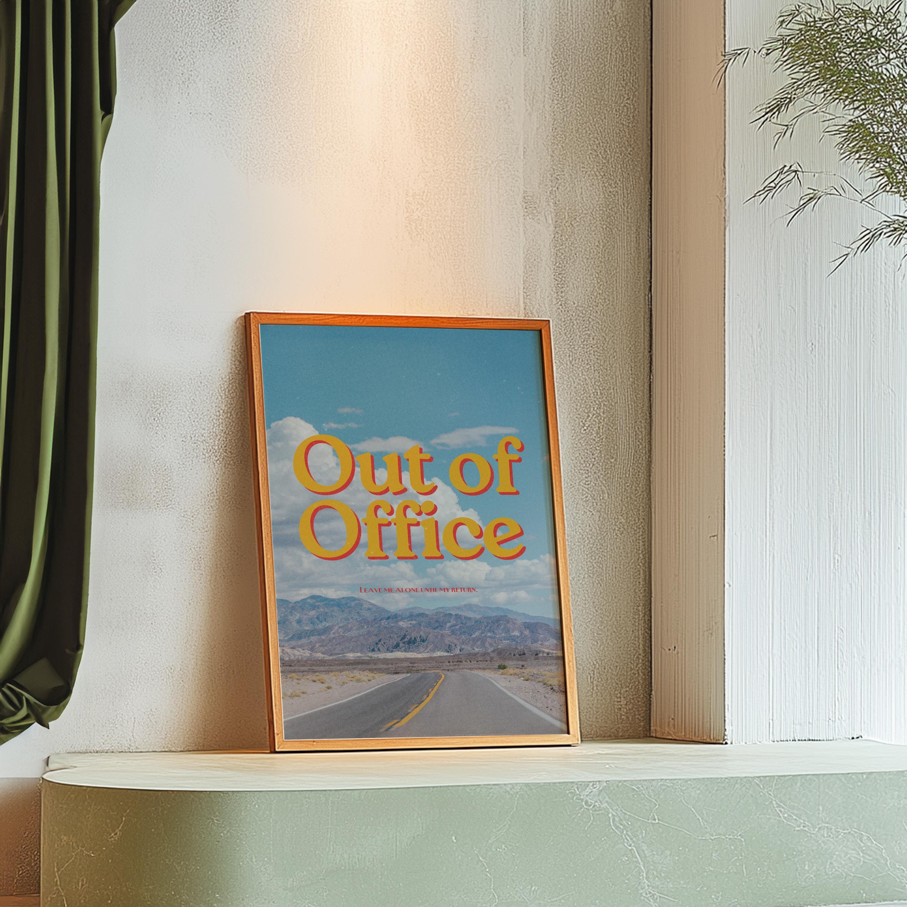Out of Office, Mountains Poster, Vintage Art, Aesthetic Room Decor, Retro Print, Digital Download, Out of Office Poster, Out of Office Art