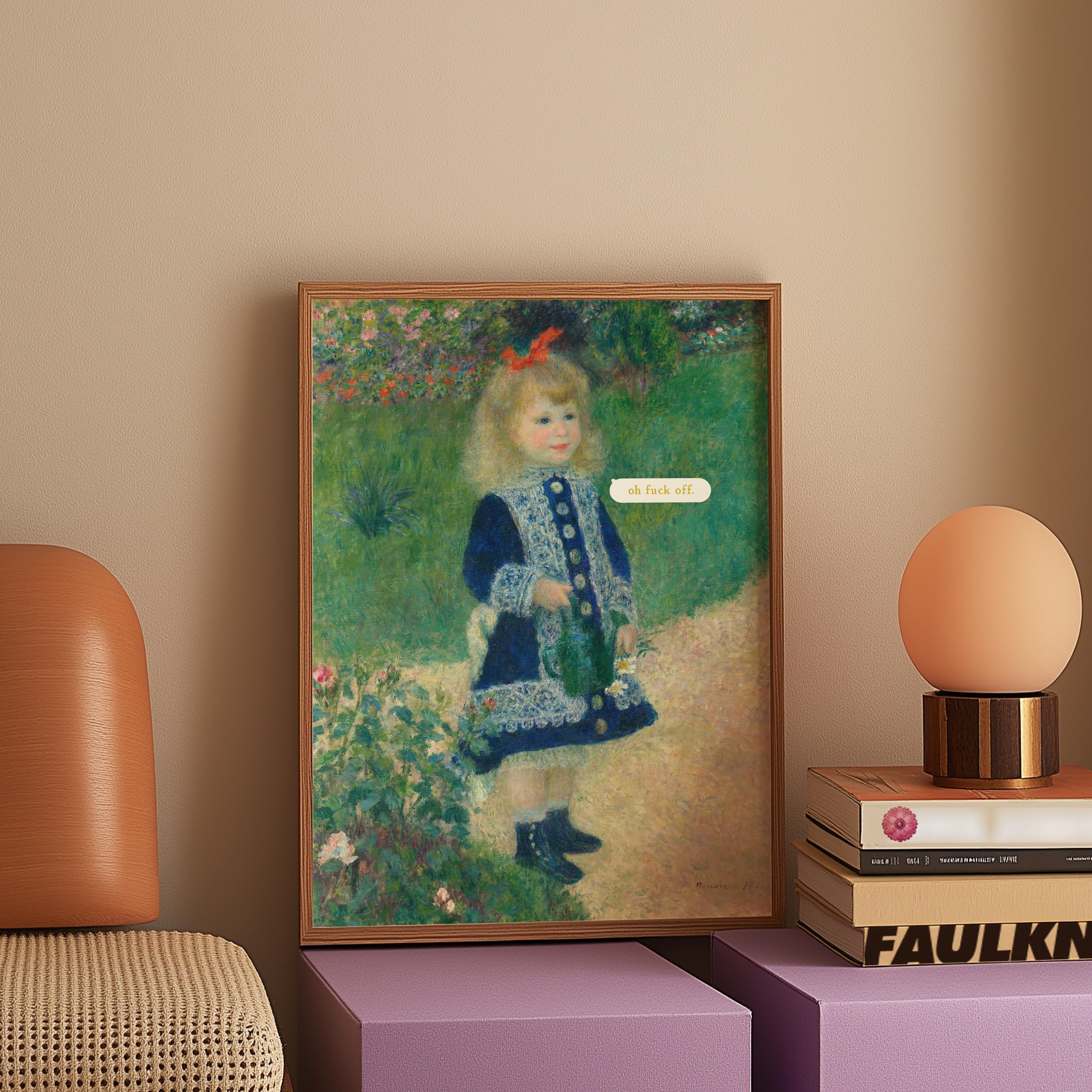 Altered Painting-Fuck Off Art-Monet Art-Funny Classic Art-Pop Art-Dorm Room Art-Downloadable Print-Trendy Art Print-Girly Art-Portrait