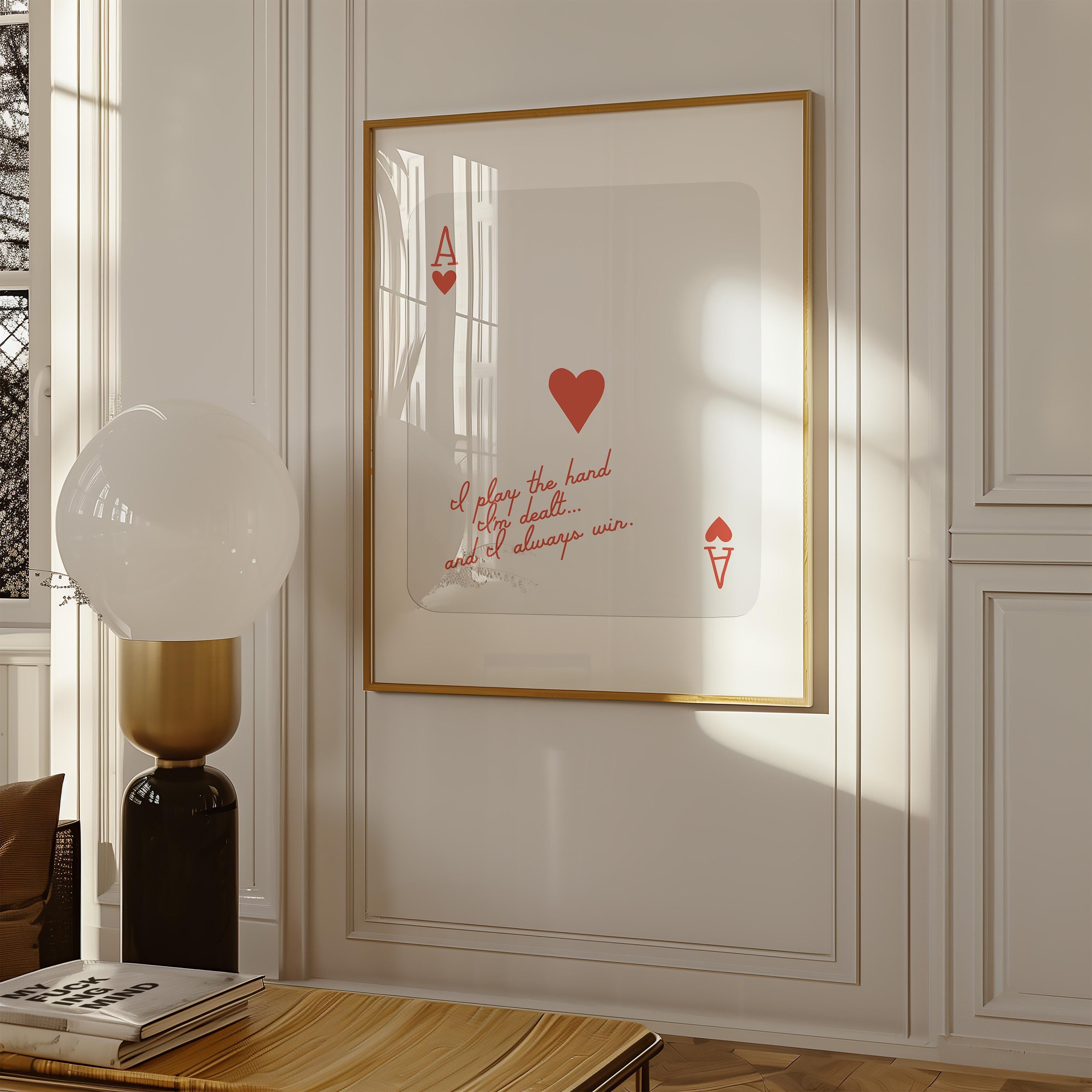 Ace of Hearts,Lucky Girl Syndrome,Retro Card Posters,Ace of Hearts Quotes,Trendy Wall Art,Aesthetic Print,Dorm Art,Ace of Hearts Art