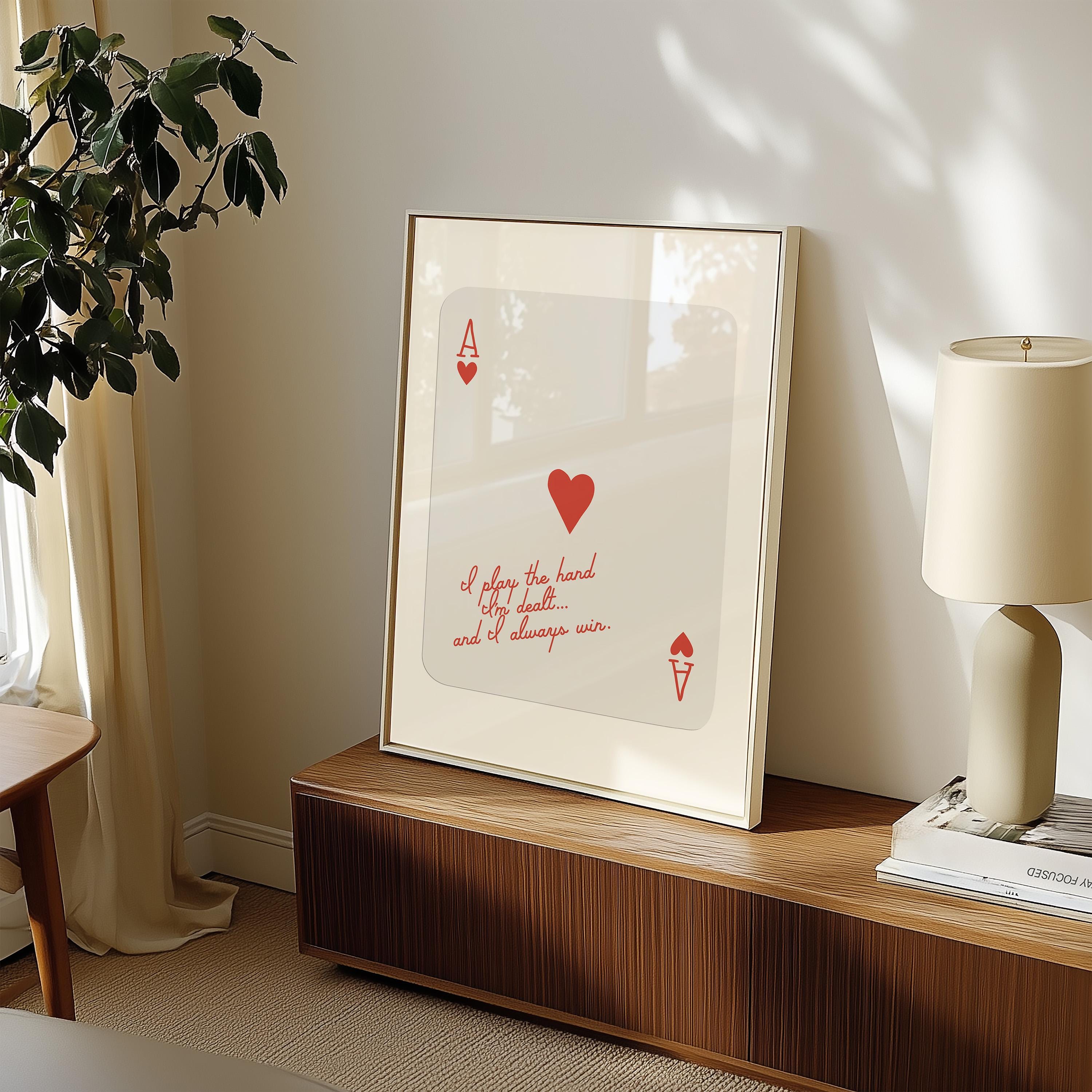 Ace of Hearts,Lucky Girl Syndrome,Retro Card Posters,Ace of Hearts Quotes,Trendy Wall Art,Aesthetic Print,Dorm Art,Ace of Hearts Art