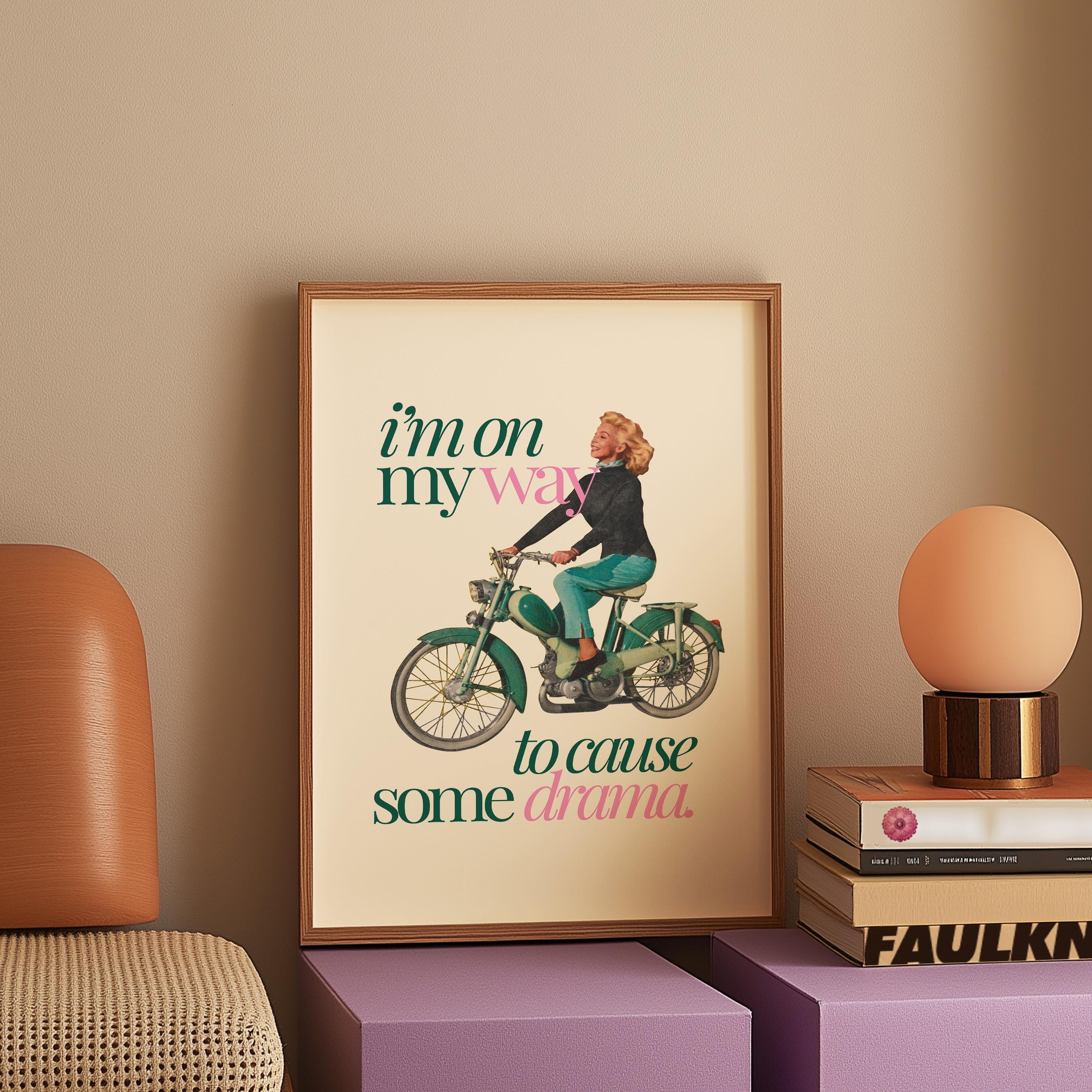 Retro Aesthetic Art,Trendy Art,Feminist Art,Living Room Decor,Pulp Pinup Art, Pulp Art Print, Retro Pink Women Art, Cause some Drama Art