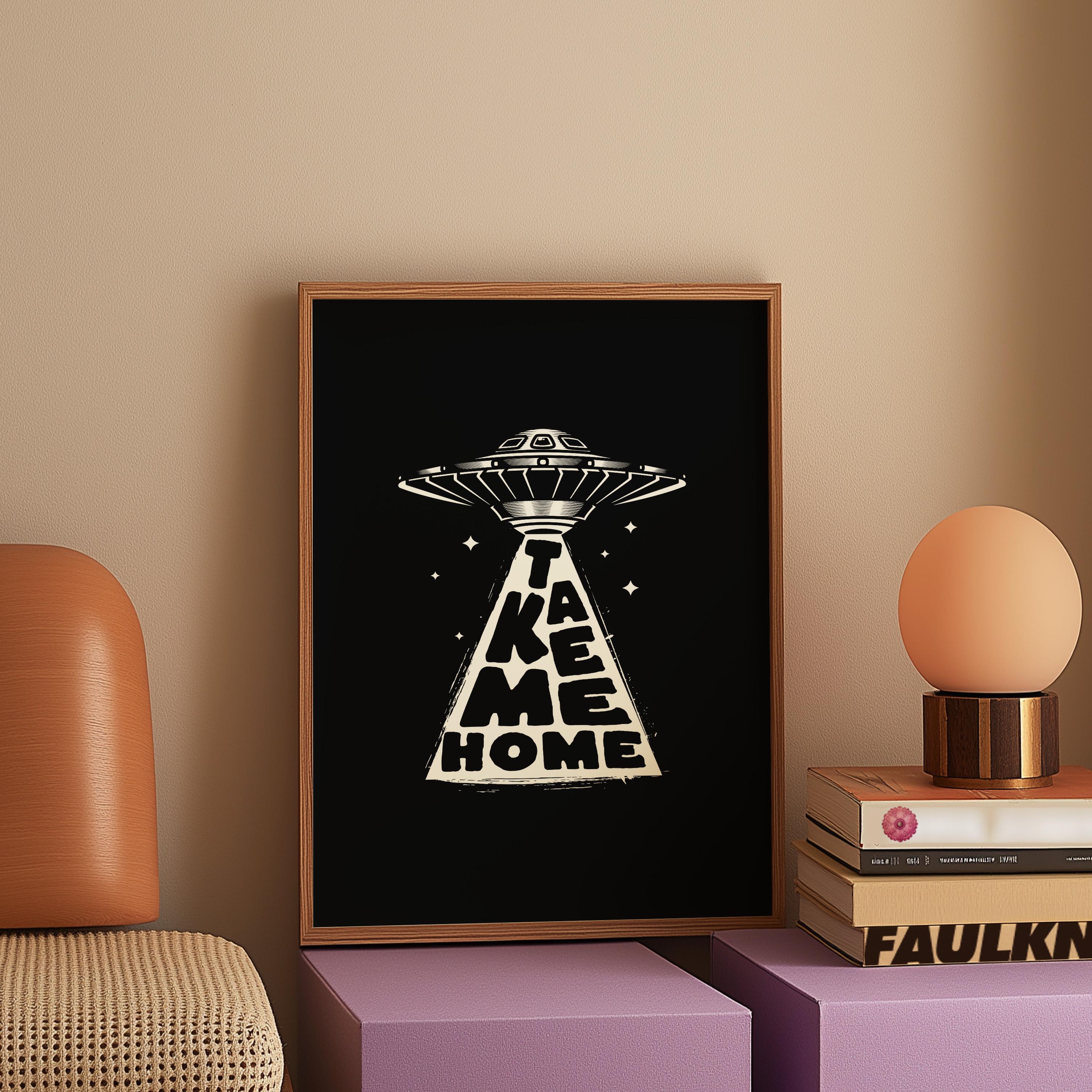 UFO Art Print, Trippy Art Print, Digital Download Print, Grainy Gradient, Retro Decor, Downloadable Print, Psychedelic Art, Space Art