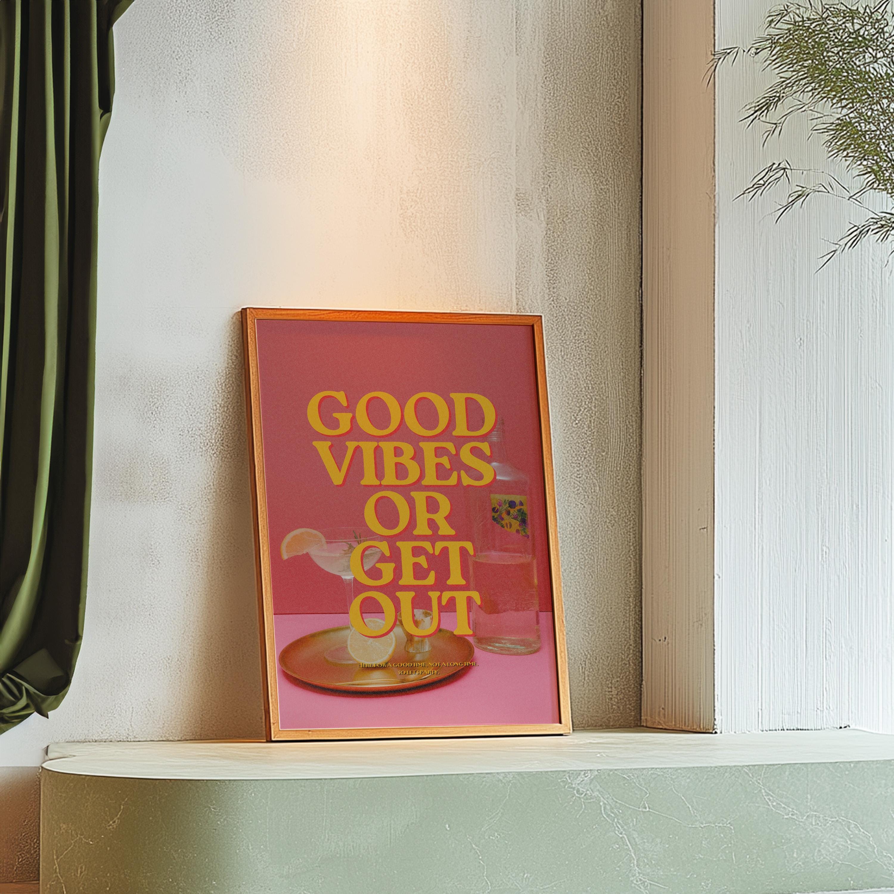 Good Vibes Art Print-Digital Art Prints-Cocktail Wall Art-Retro Photo Prints-Retro Photo Art Print-Preppy Art-Grainy Gradient-Trendy Print