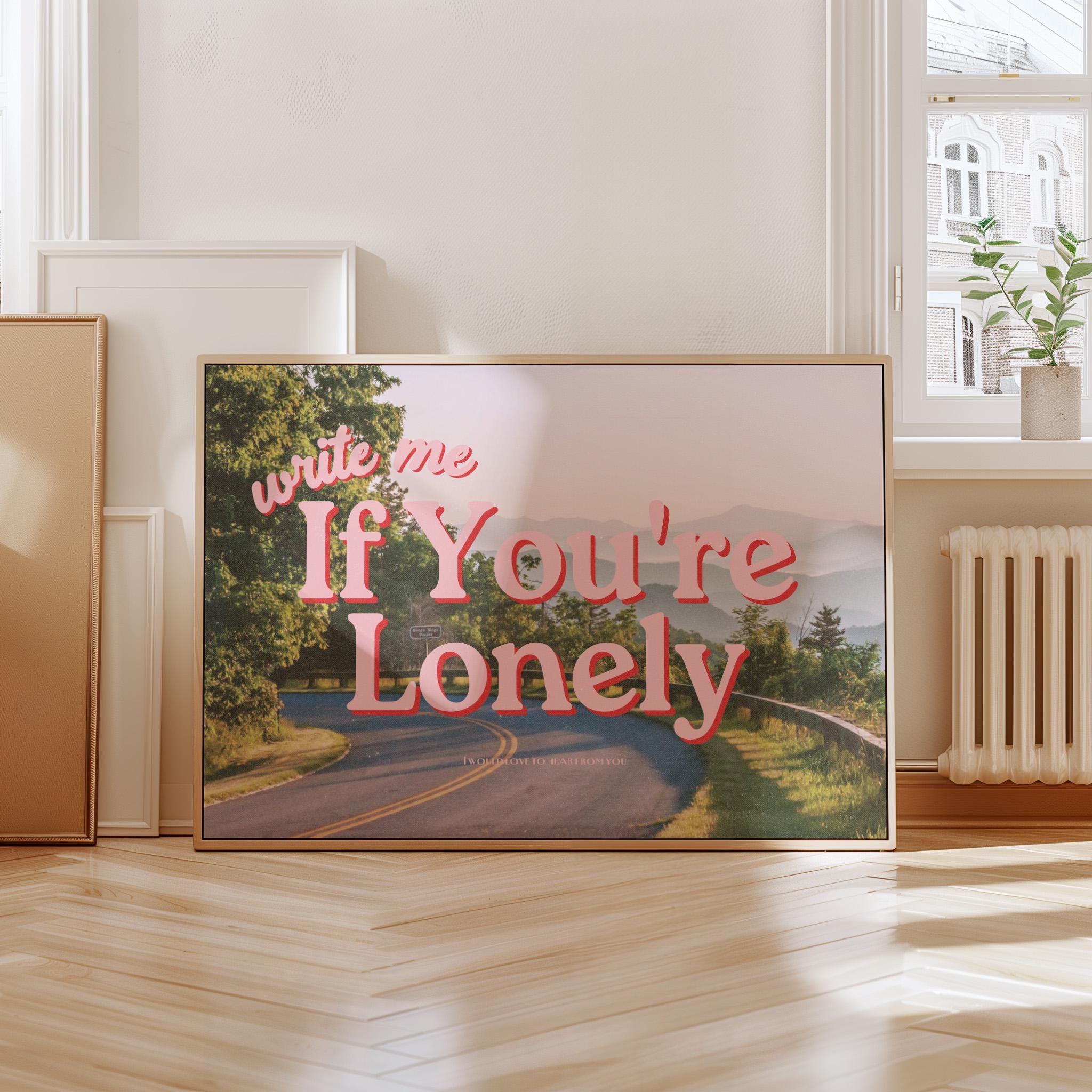 Grainy Retro Print,Digital Pink Art Prints,Retro Photograph Prints,Retro Art Print,Preppy Art,Trendy Art Print, write me if you&#39;re lonely