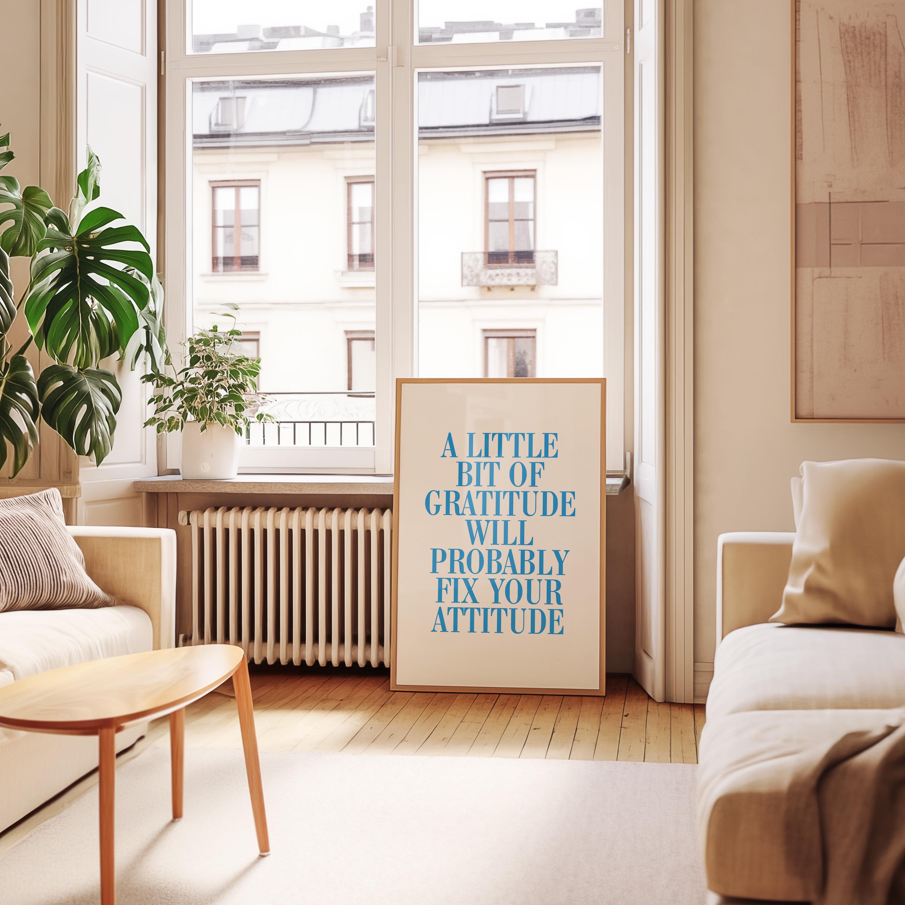 Quote Wall Posters, Gratitude Wall Art, Empowerment Art, Retro Decor, Quote Art, Large Blue Wall Art, Kids Room Poster, Gratitude Prints