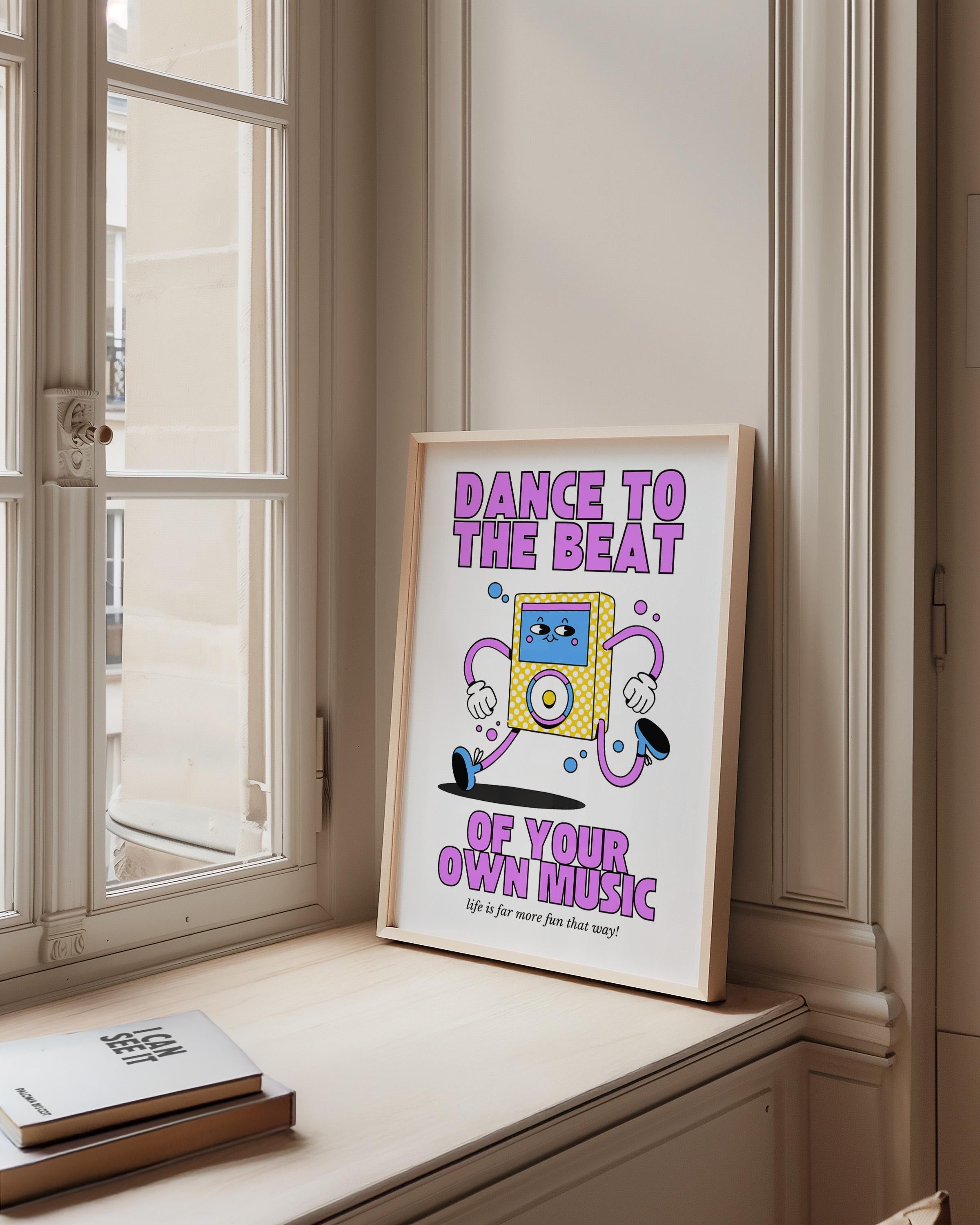 Dancing Art,Kids Room Art,Downloadable Print,Cartoon Art Print,Retro Character Art,Trendy Posters,Vintage Mascot Art,Cute Positive Art