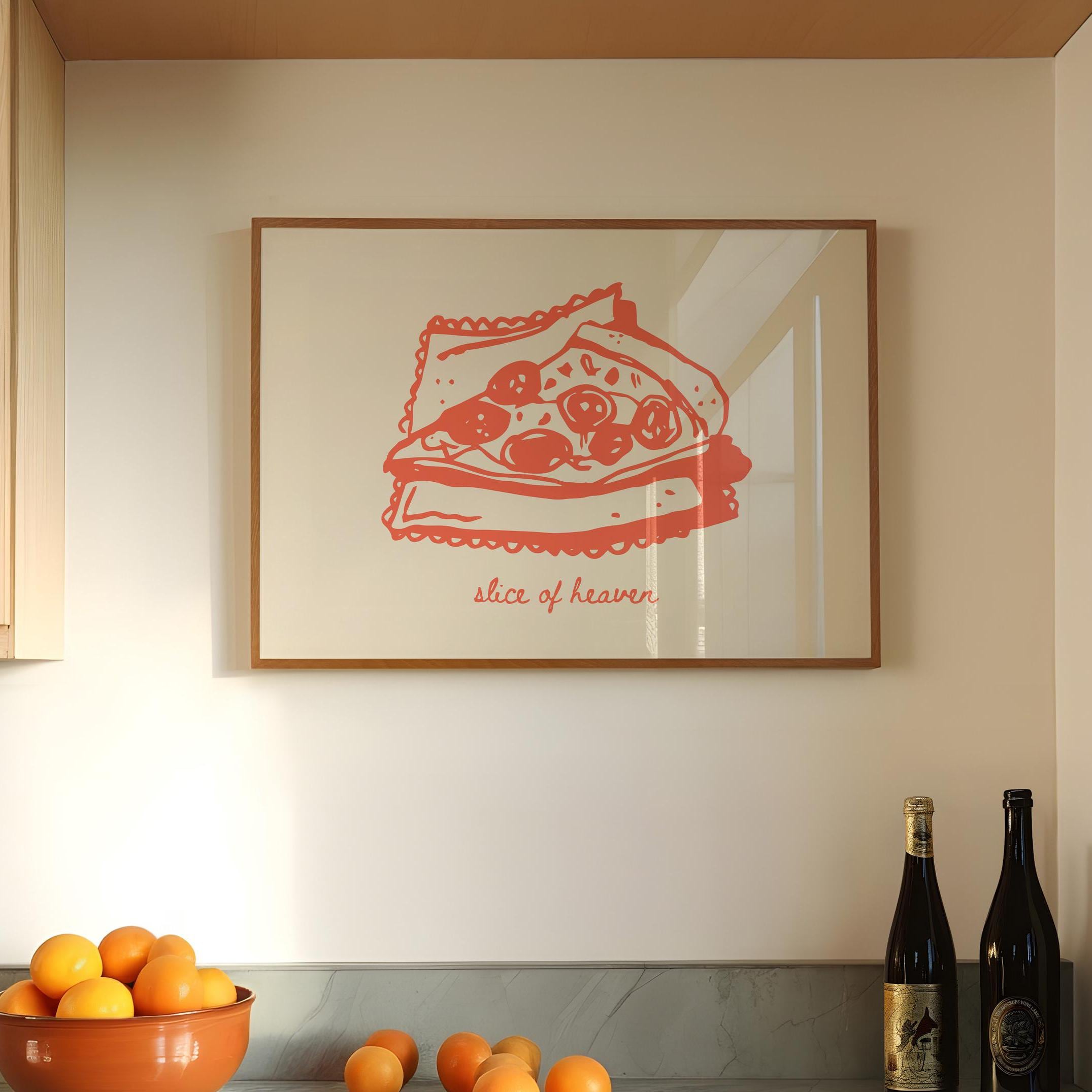 Slice of Heaven-Pizza Poster-Wall Print-Digital Download-Preppy Prints-Pizza Illustration Art-Vintage Food Art-Y2K Aesthetic-Pizza Art