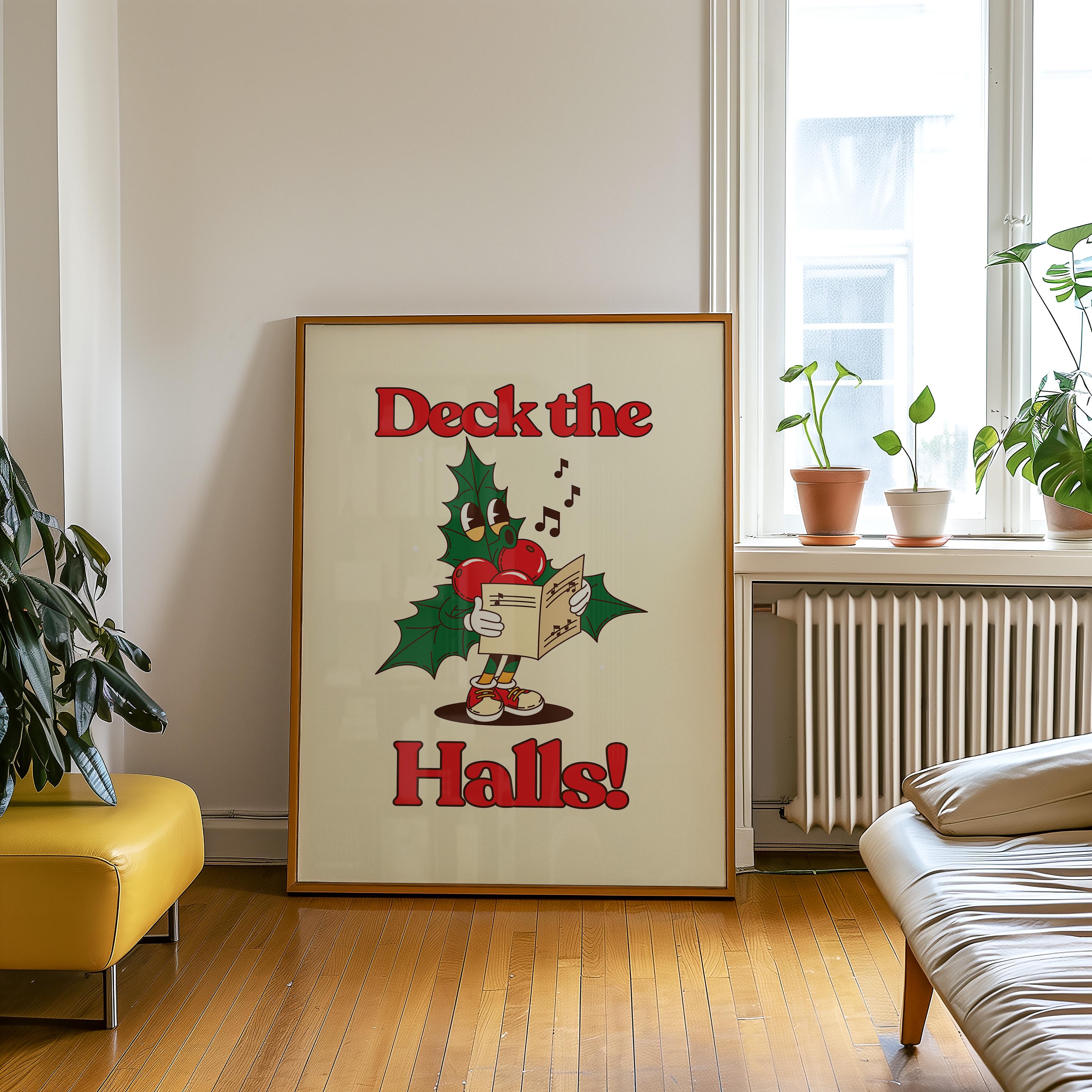 Retro Christmas Print, Ho Ho Ho Printable Art, Aesthetic Christmas Sign, Holiday Decor, Red & Green Xmas Art, Trendy Wall Art for Christmas