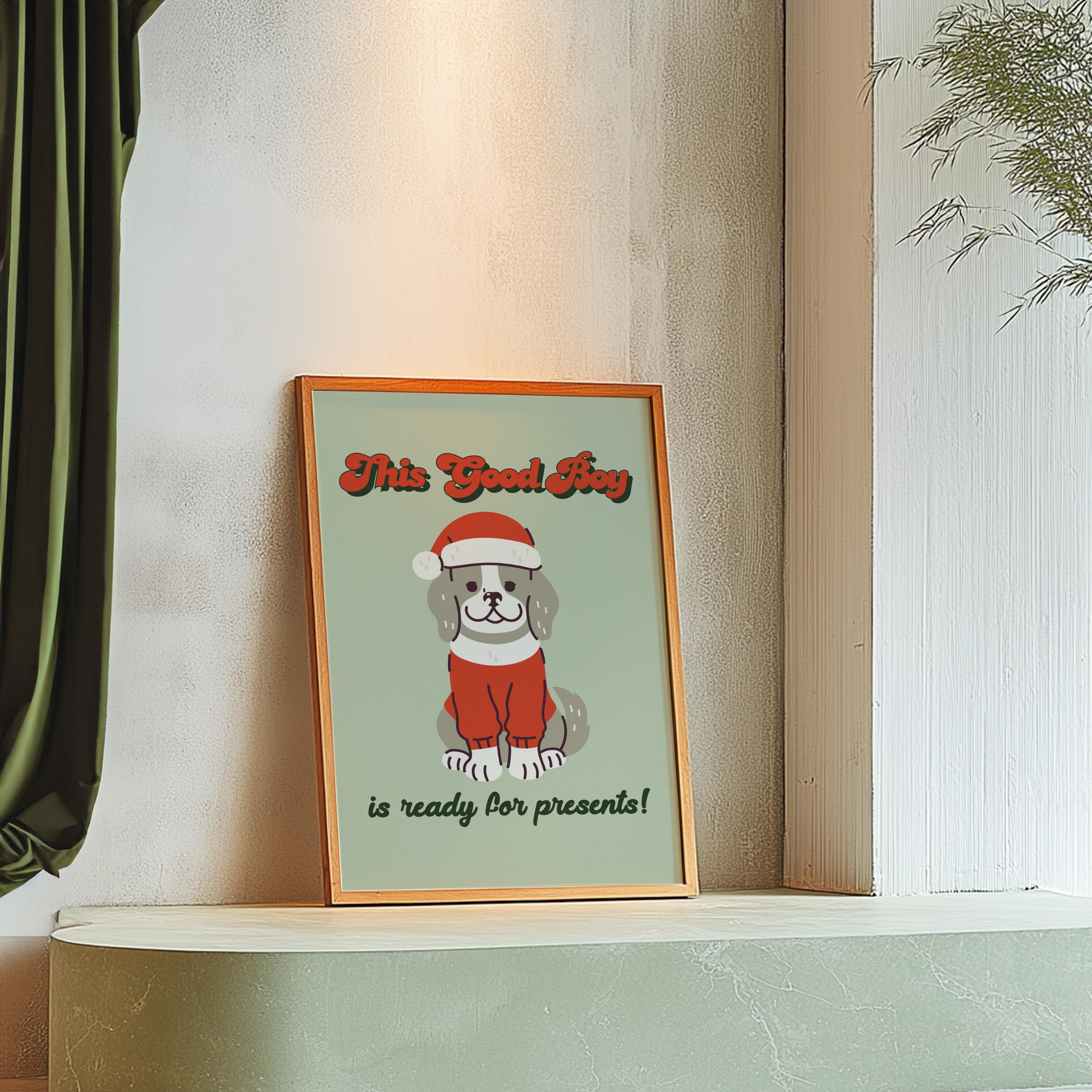 funny christmas print, christmas decor, dog art print, puppy art print, holiday home decor, gs print shoppe, printable wall art, holiday art