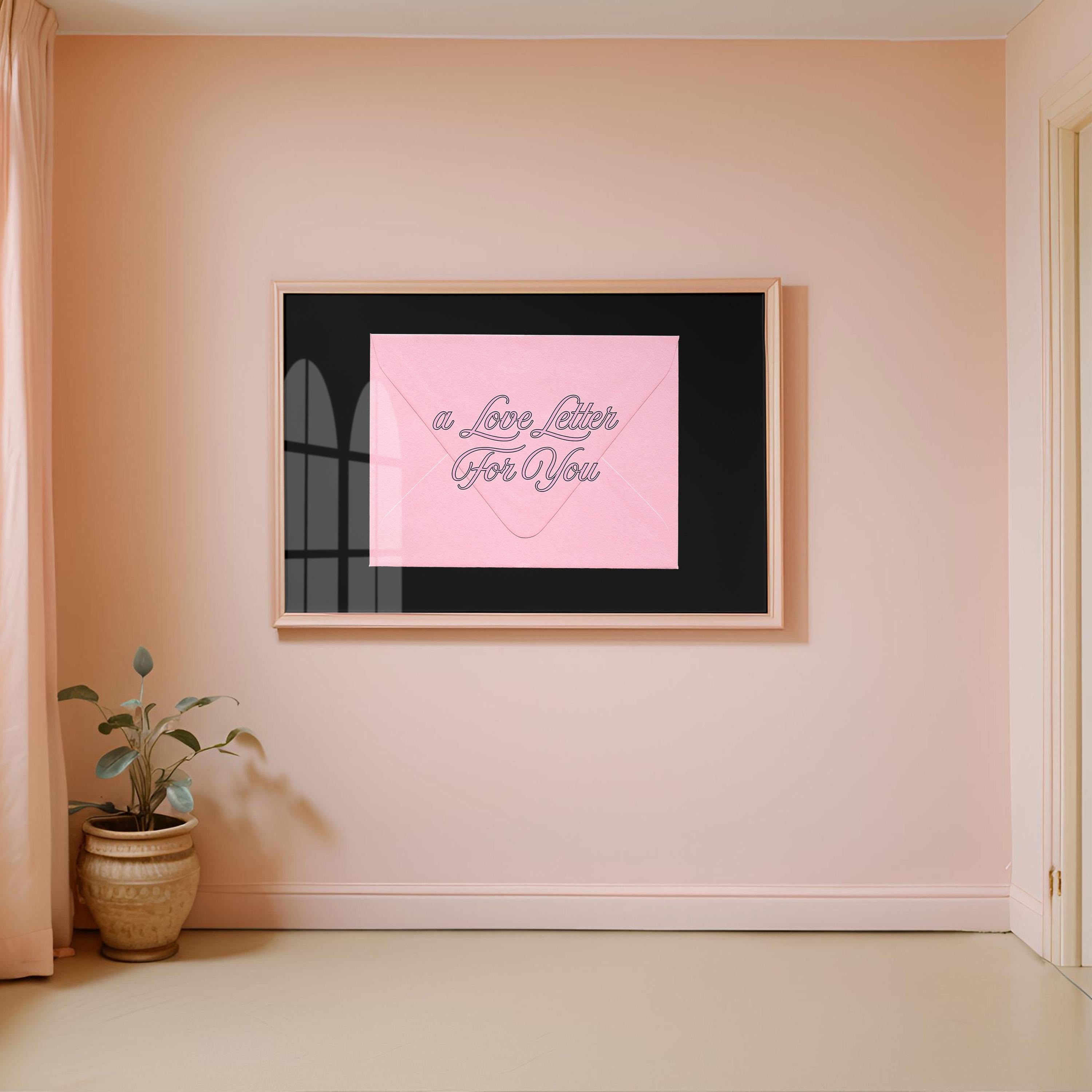 Love Letter Poster, Pink Aesthetic, Typography Print, Envelope Print, GS Print Shoppe, Dopamine Decor, Love Letter Decor, Love Letter Art