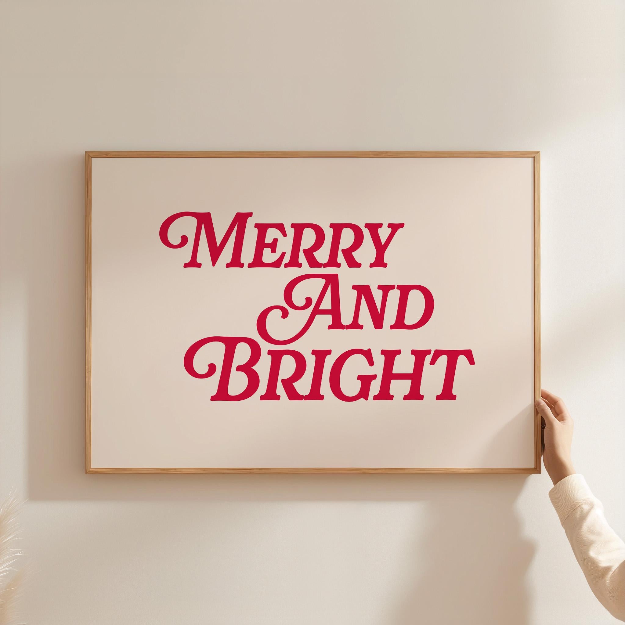 christmas print, christmas decor, merry and bright, holiday home decor, classic christmas wall artt, gs print shoppe, printable wall art