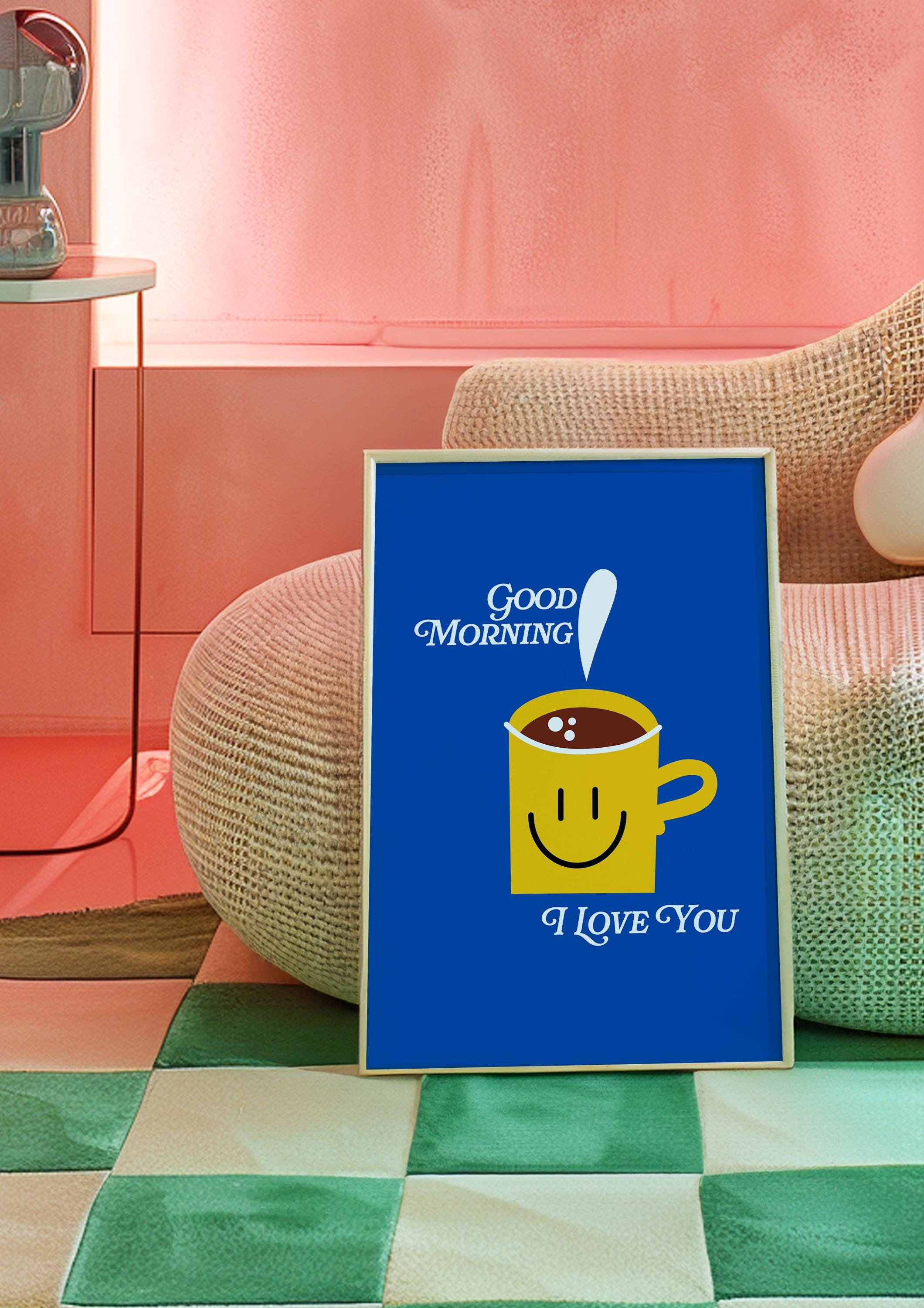 Coffee art print, coffee mug art, smiley art print, smiley face, Kitchen Art, Coffee Cartoon Print, cute Coffee Art, kitchen poster