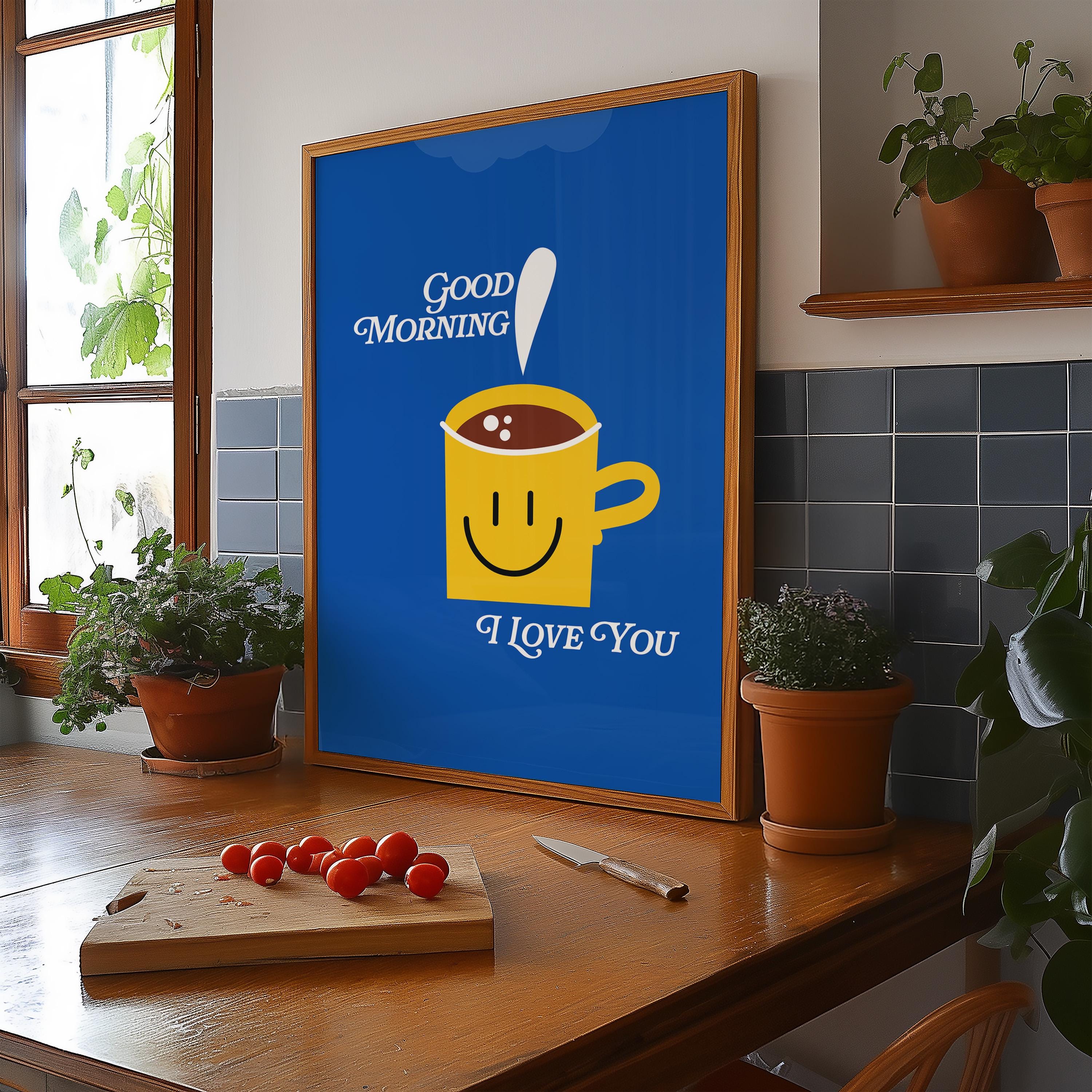 Coffee art print, coffee mug art, smiley art print, smiley face, Kitchen Art, Coffee Cartoon Print, cute Coffee Art, kitchen poster