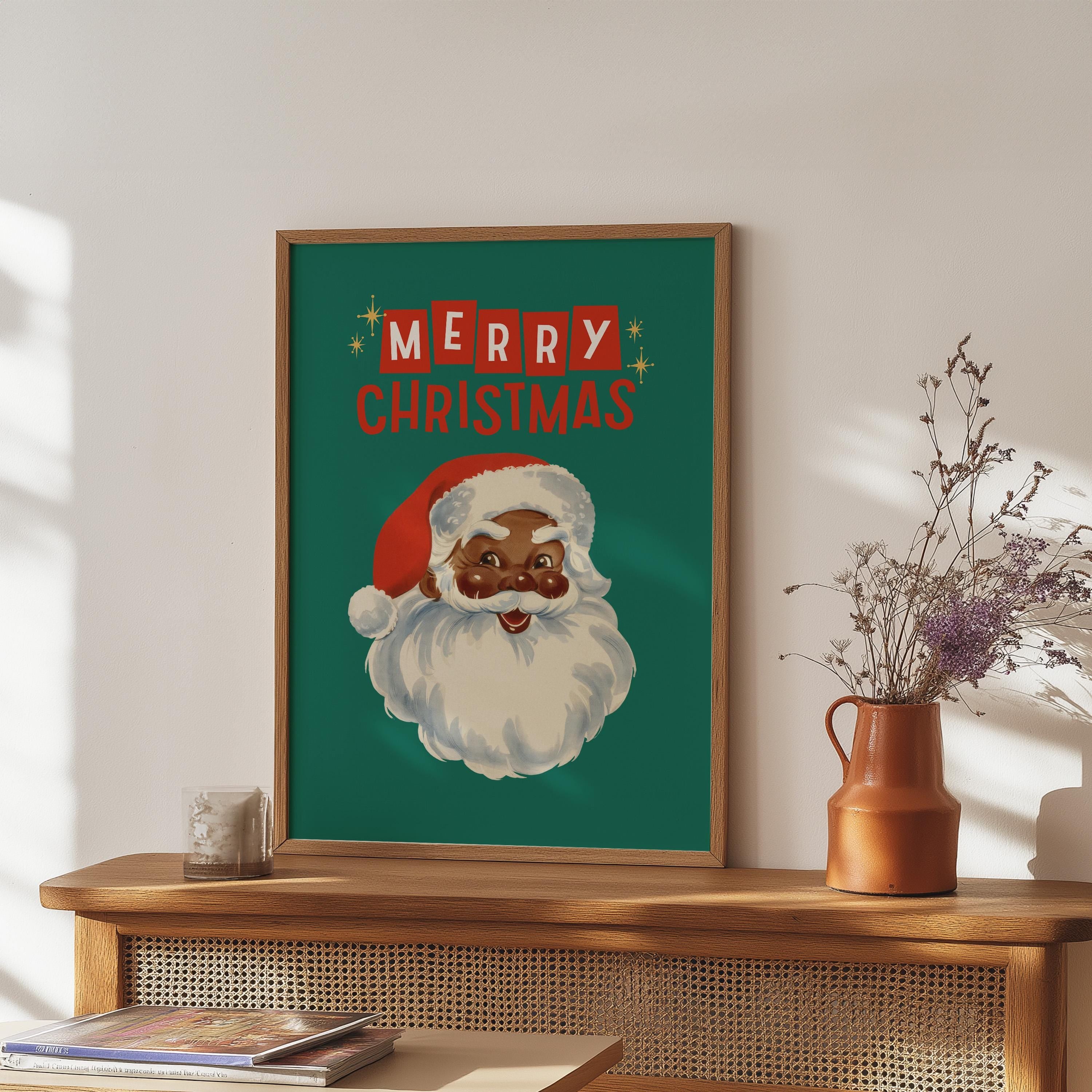 Retro Santa Print, Christmas Printable Art, Retro Santa Art, Retro Holiday Poster, Holiday Decor, Xmas Poster, Santa Art, GS print Shoppe