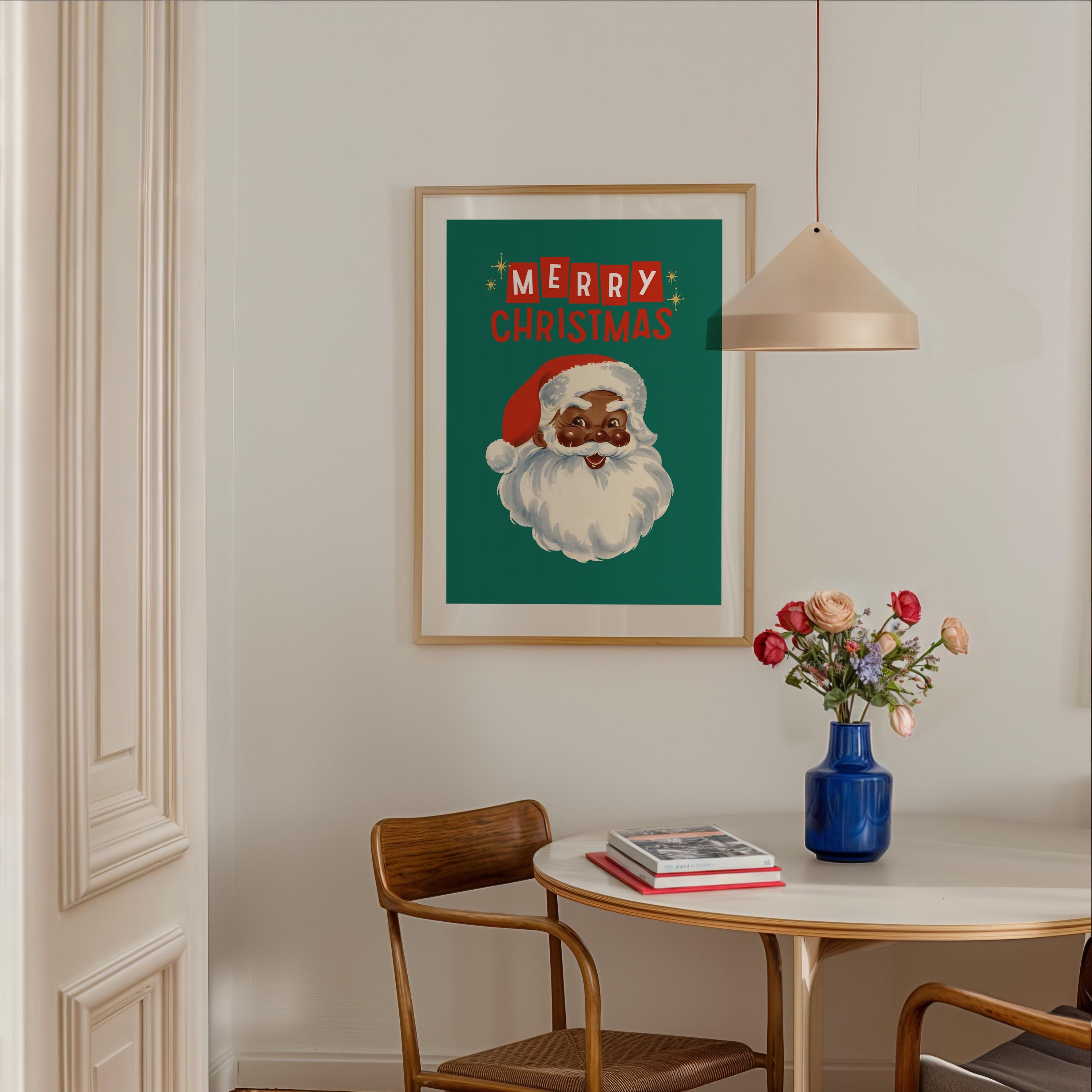 Retro Santa Print, Christmas Printable Art, Retro Santa Art, Retro Holiday Poster, Holiday Decor, Xmas Poster, Santa Art, GS print Shoppe