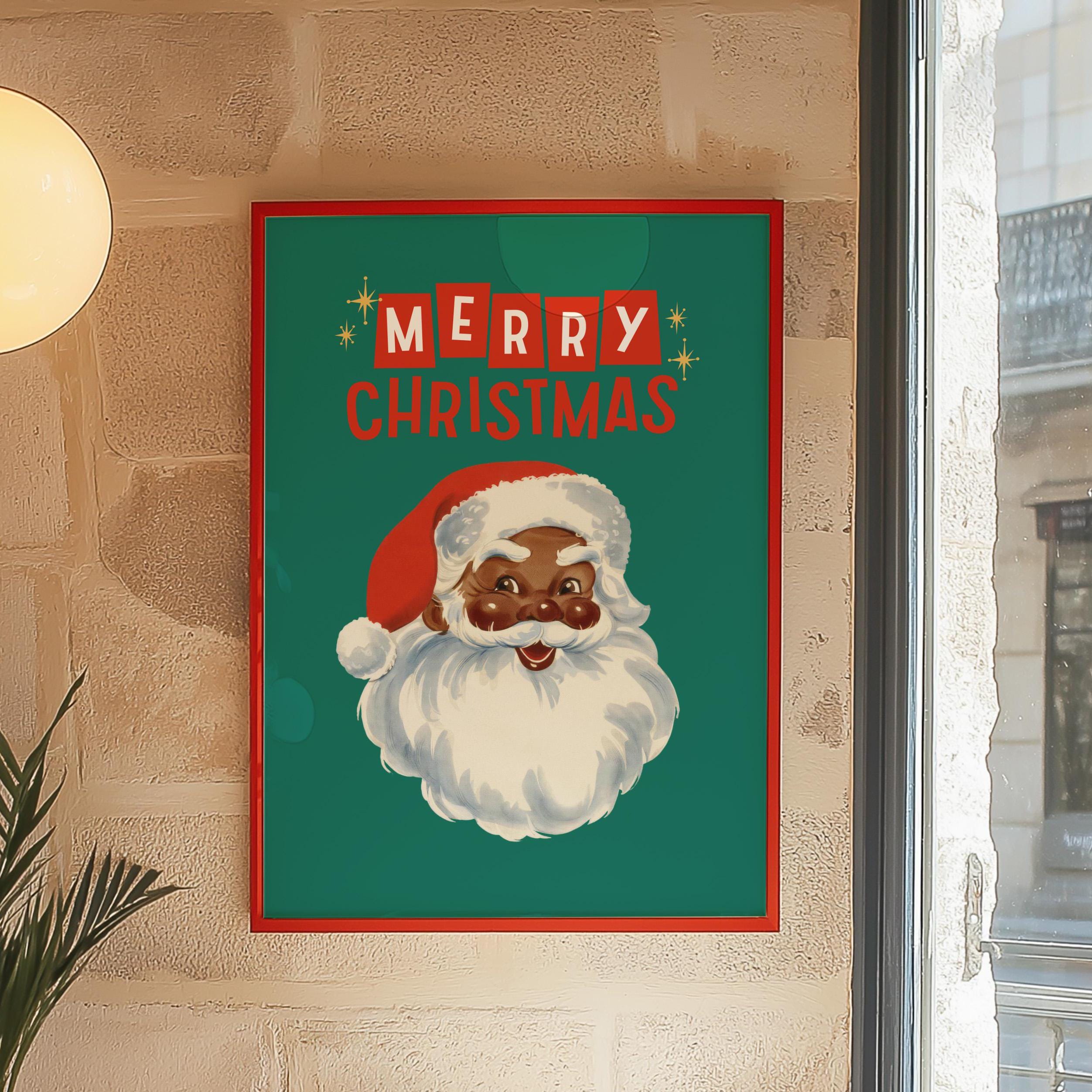 Retro Santa Print, Christmas Printable Art, Retro Santa Art, Retro Holiday Poster, Holiday Decor, Xmas Poster, Santa Art, GS print Shoppe