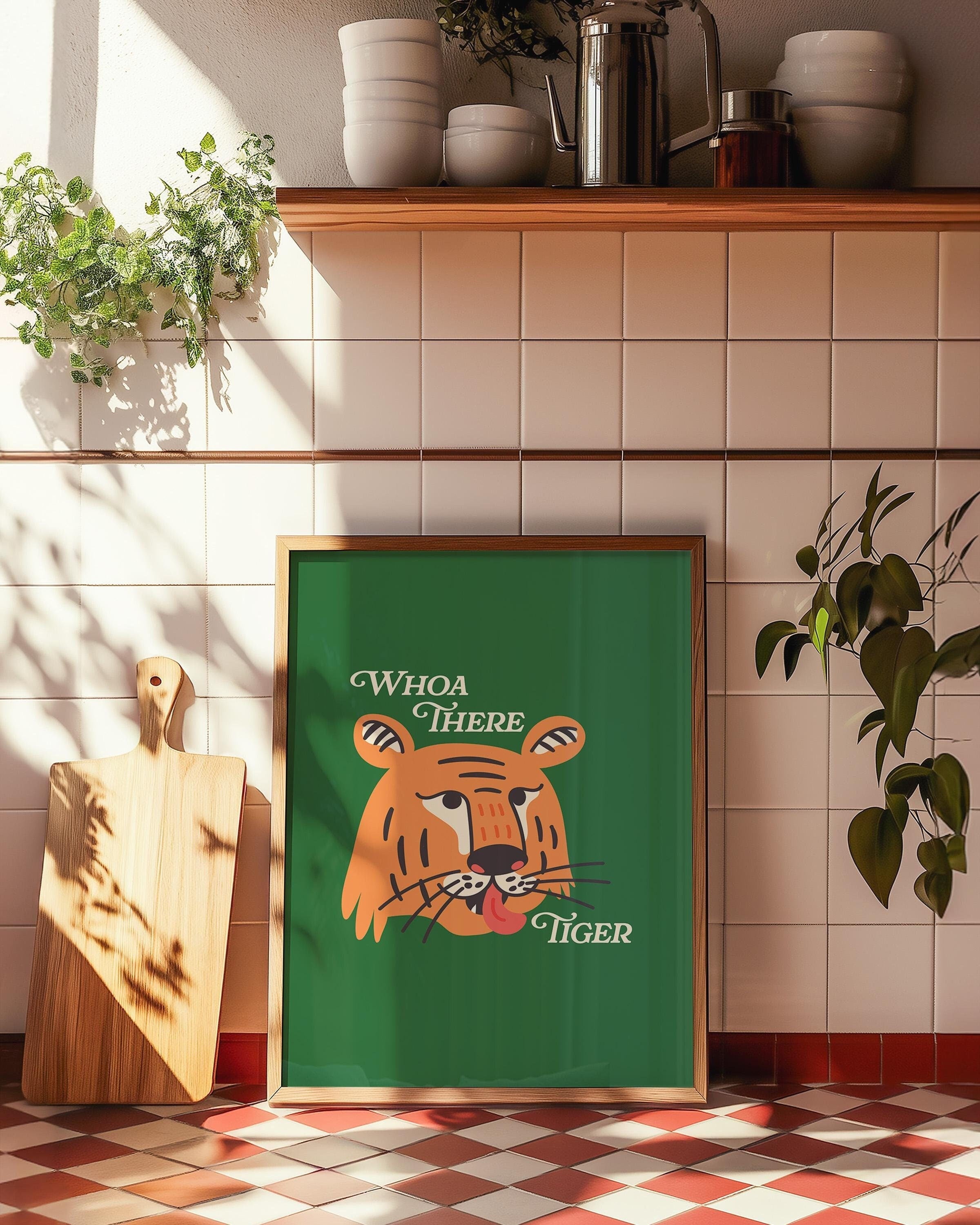 Retro Art Print, Green Art, kids Art Print, Tiger Art, Tiger Art Print, Tiger Cartoon Print, Funny Cute Animal Art, GS print shoppe