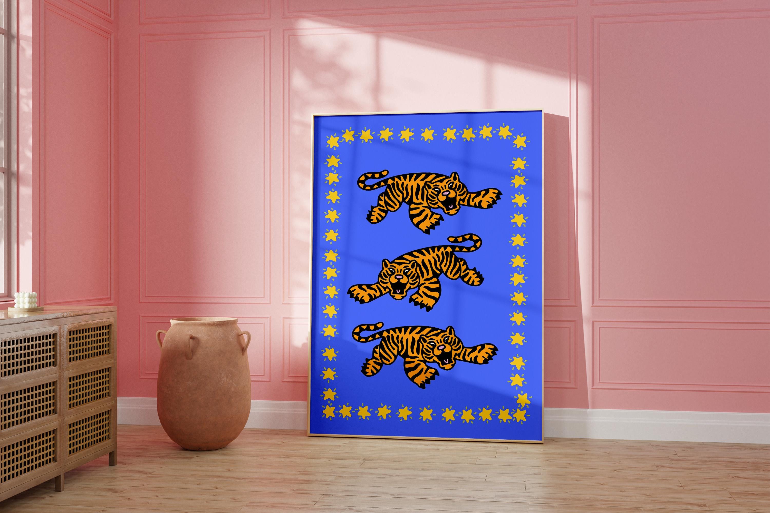 Tiger Art Print, Green Art, Kids Art Print, Tiger Art, Tiger Posters, Tiger Cartoon Print, Funny Cute Animal Art, GS print shoppe