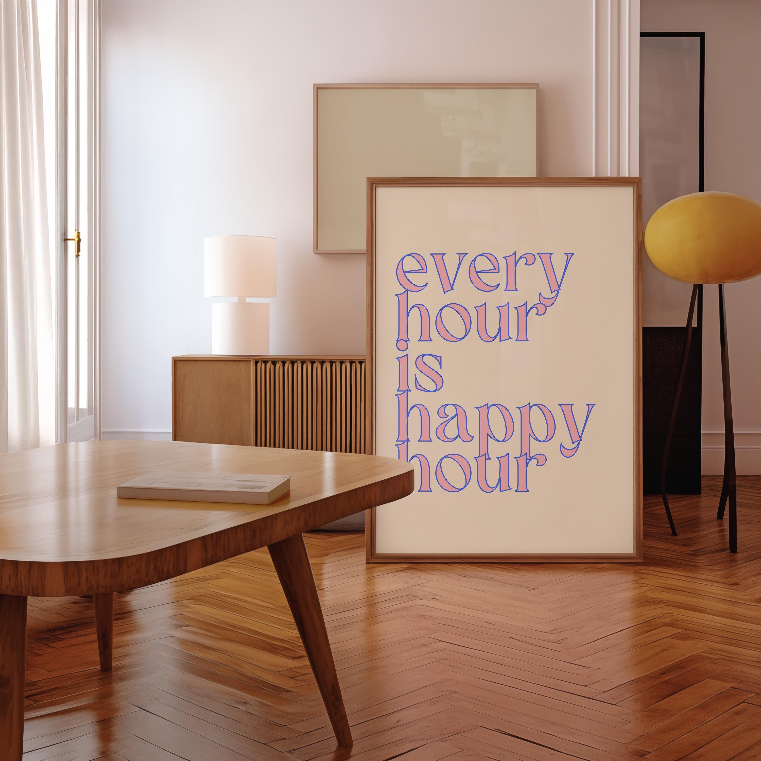 Happy Hour Print, Cheers Print, Bar Cart Wall Decor, Digital Download, Trendy Bar Kitchen Decor, Bar Cart Art, Happy Hour Wall Art
