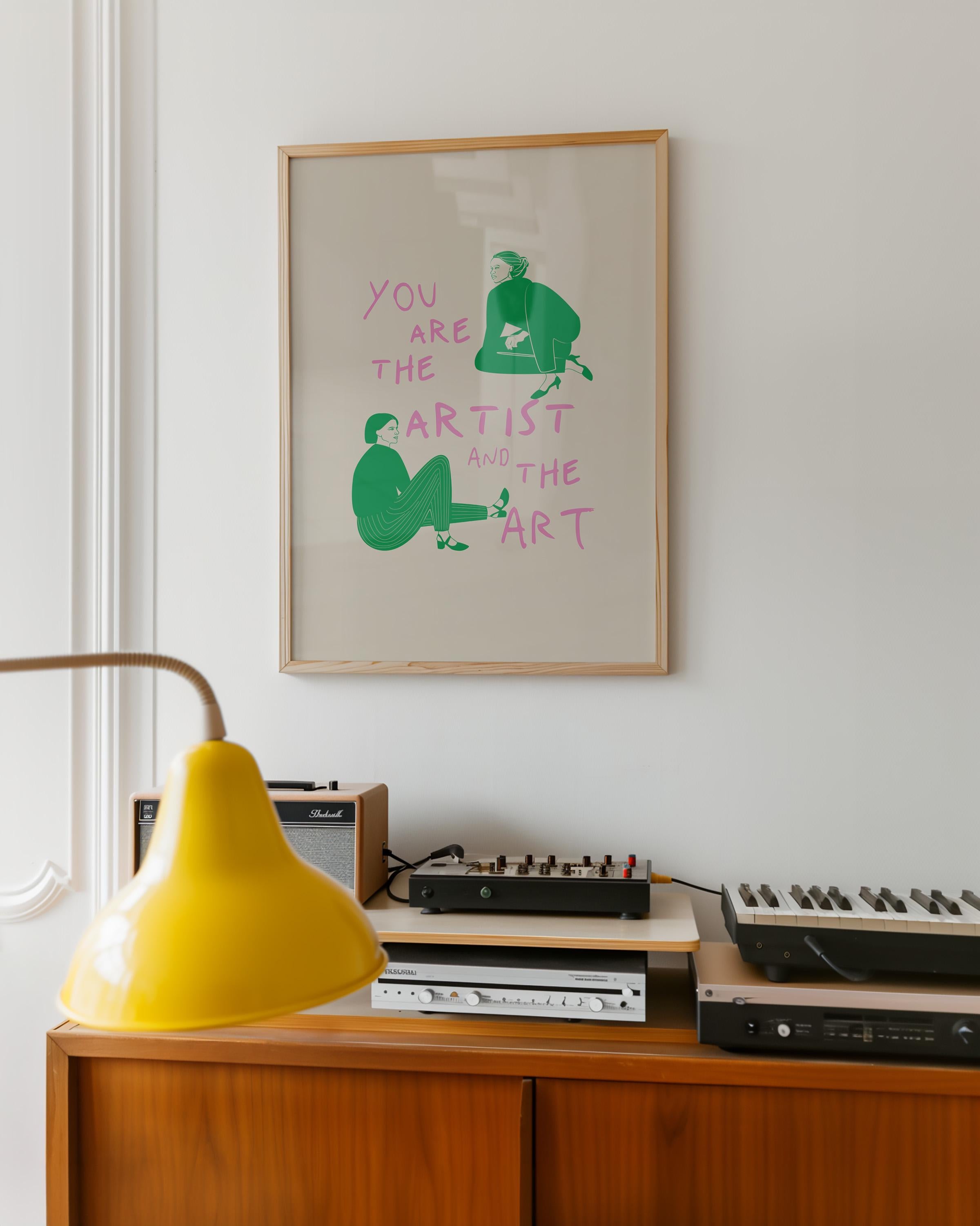 Artist Wall Art, Inspirational Art Print, Digital Prints, Wall Art Print, Motivation Art, Art for Creatives, Green and Pink Art