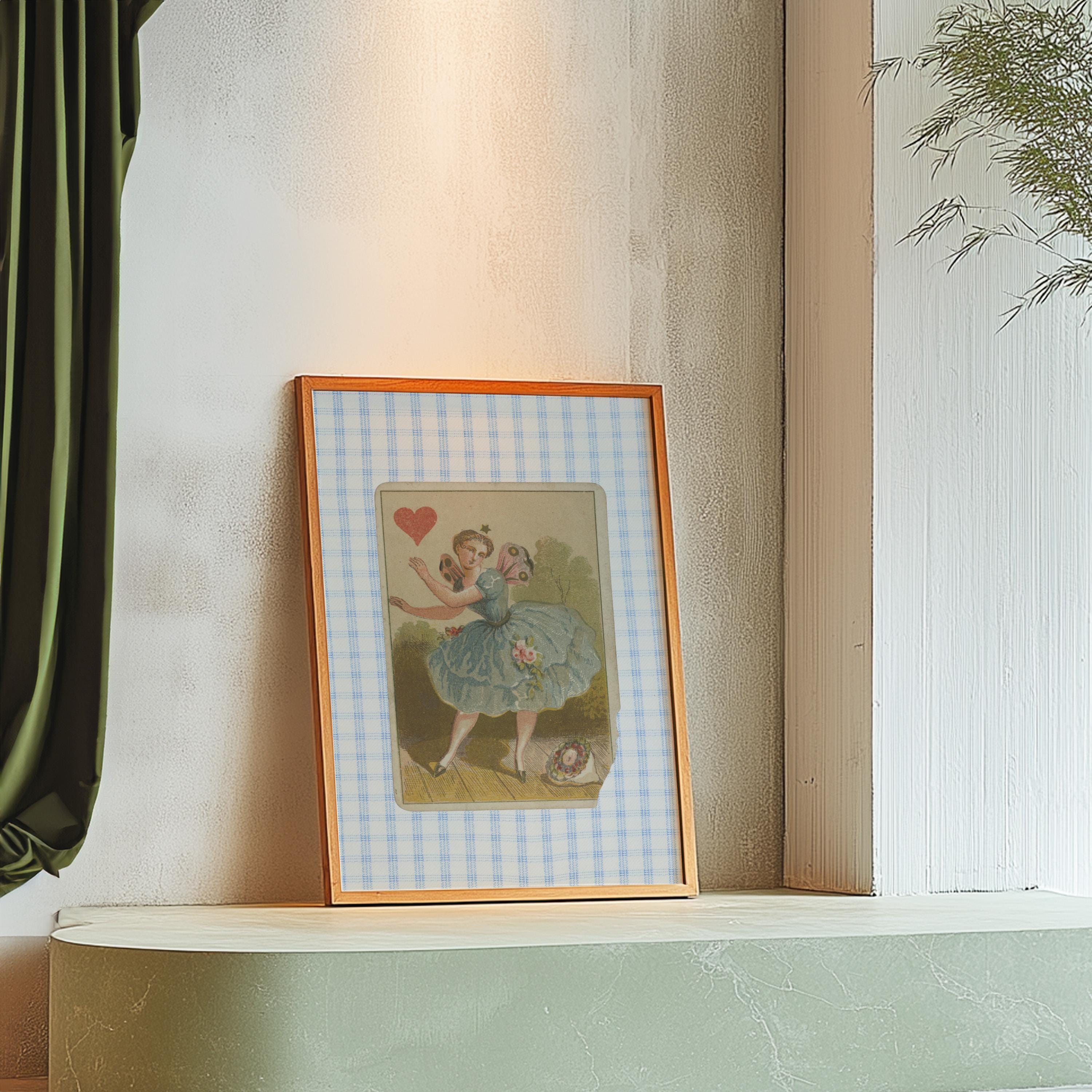 Vintage Style, Queen Art Print, Playing Card Poster, Wall Decor, Digital Download, Retro Decor, Printable Art, Fairy Art, Girls Room Decor