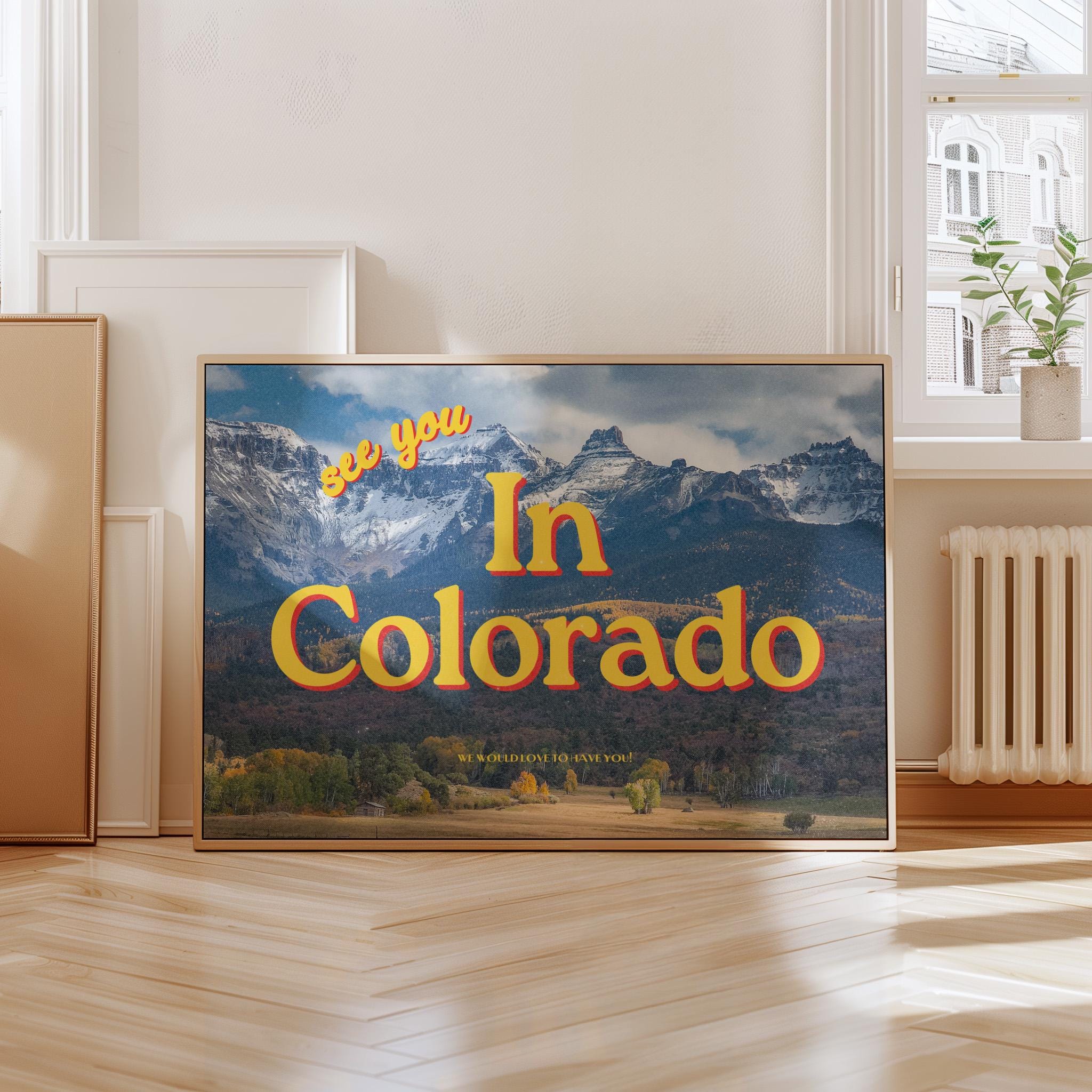 Digital Art Prints, See you in Colorado, Retro Colorado Prints, Colorado Poster, Colorado Art, Trendy Art Print, Colorado Postcard Art
