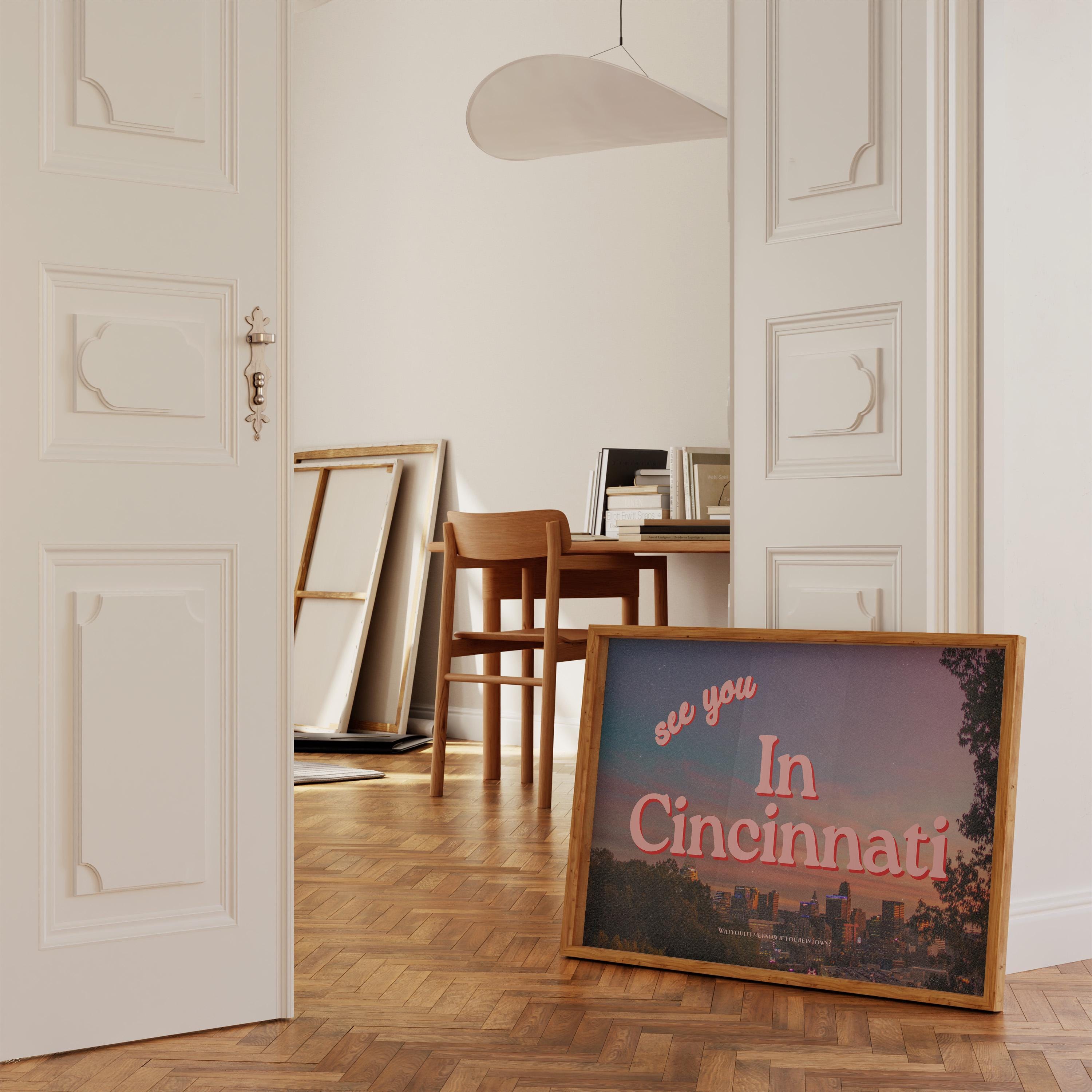 See you in Cincinnati, Retro Photo Print, Retro Cincinnati Art, Cincinnati Posters, Cincinnati Prints, Ohio art prints, ohio posters