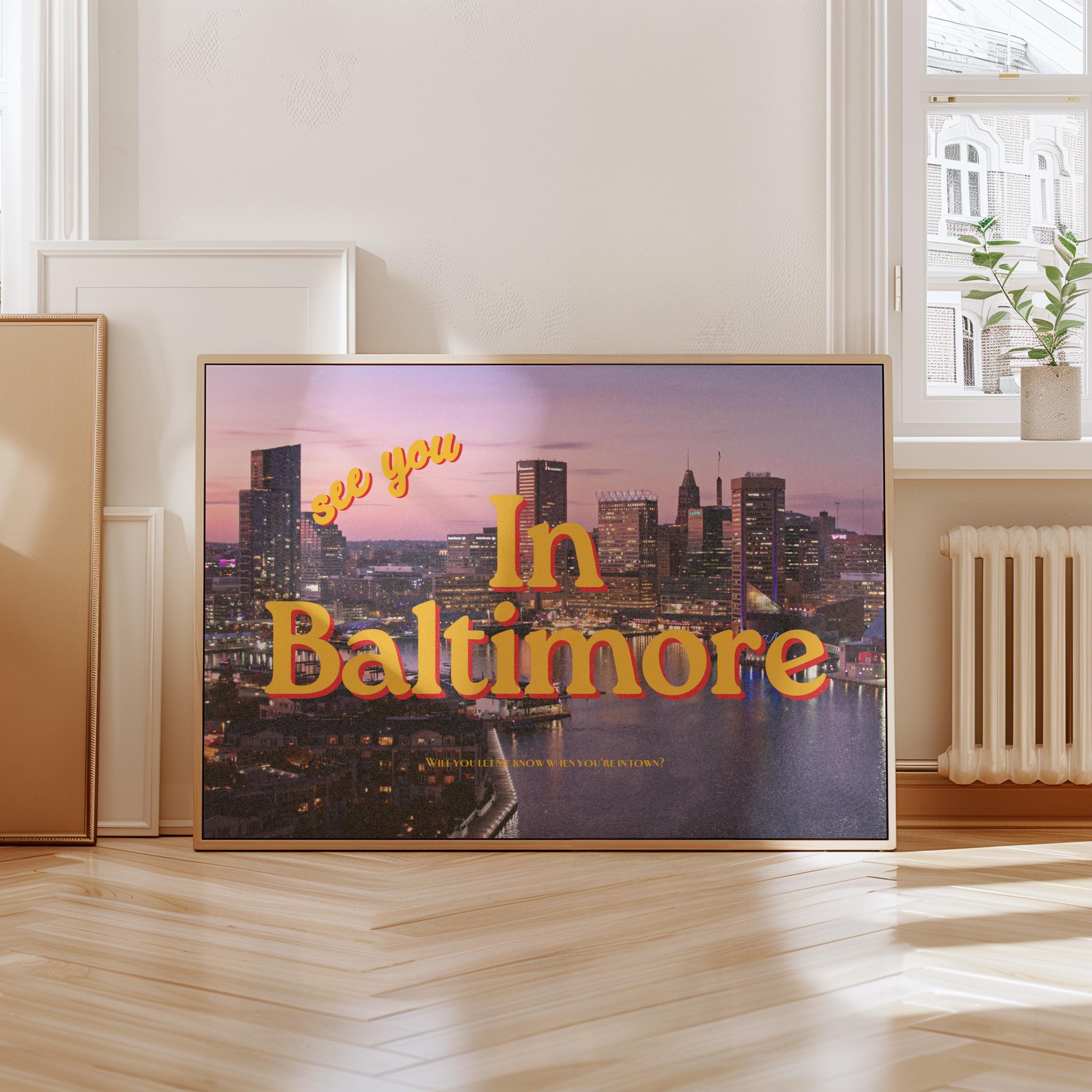 Grainy Retro Print, State Digital Prints,See you in Baltimore,Retro Photograph Prints,Retro City Art Print,Preppy Art, Baltimore Art