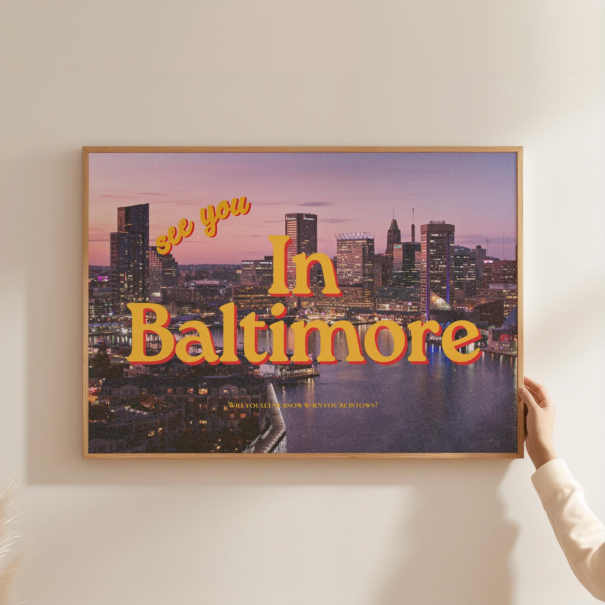 Grainy Retro Print, State Digital Prints,See you in Baltimore,Retro Photograph Prints,Retro City Art Print,Preppy Art, Baltimore Art