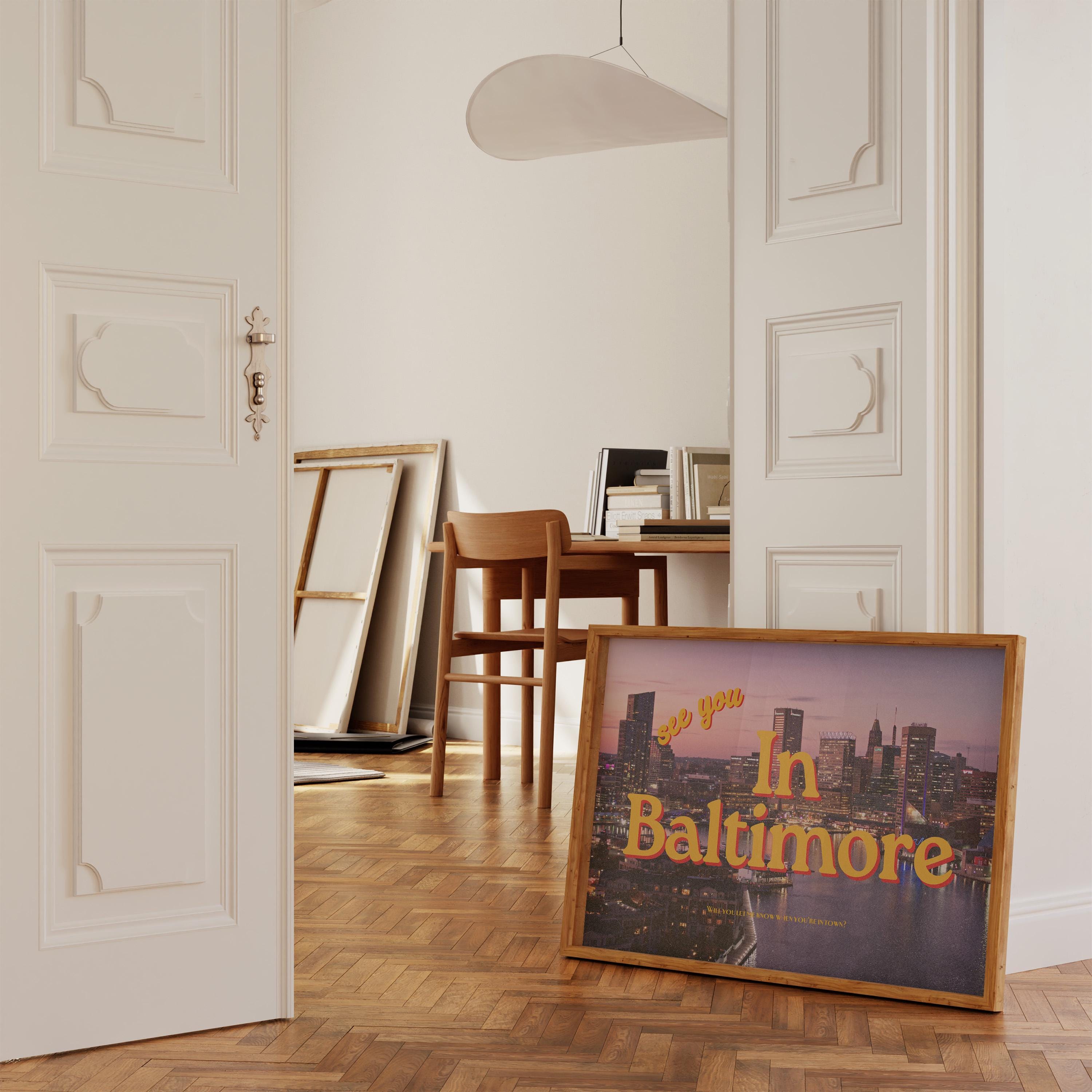 Grainy Retro Print, State Digital Prints,See you in Baltimore,Retro Photograph Prints,Retro City Art Print,Preppy Art, Baltimore Art