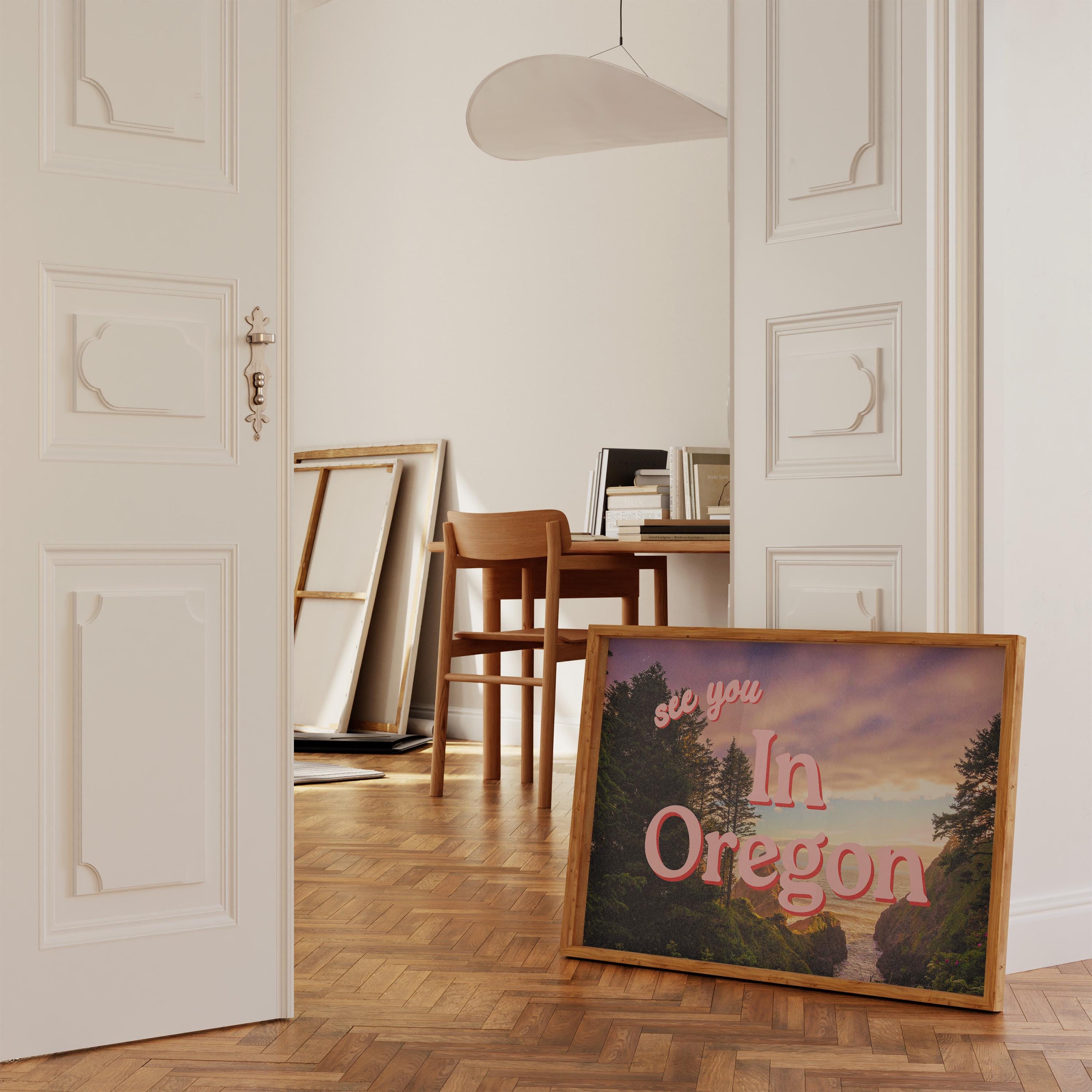 See you in Oregon, Retro Oregon Prints, Oregon Art, Trendy Oregon Print, Cannon Beach, Oregon Poster, Nature Wall Art, Oregon Poster