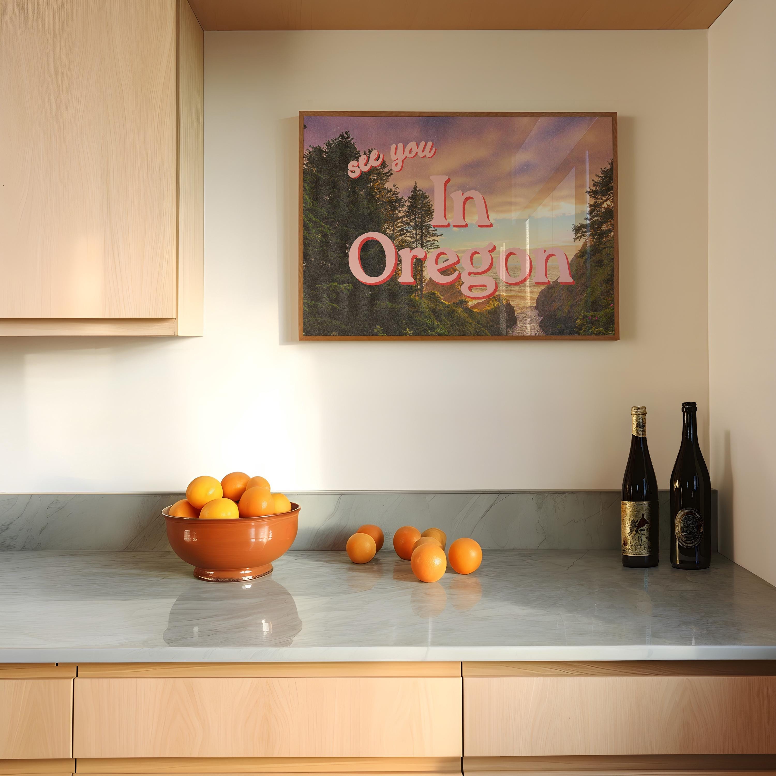 See you in Oregon, Retro Oregon Prints, Oregon Art, Trendy Oregon Print, Cannon Beach, Oregon Poster, Nature Wall Art, Oregon Poster