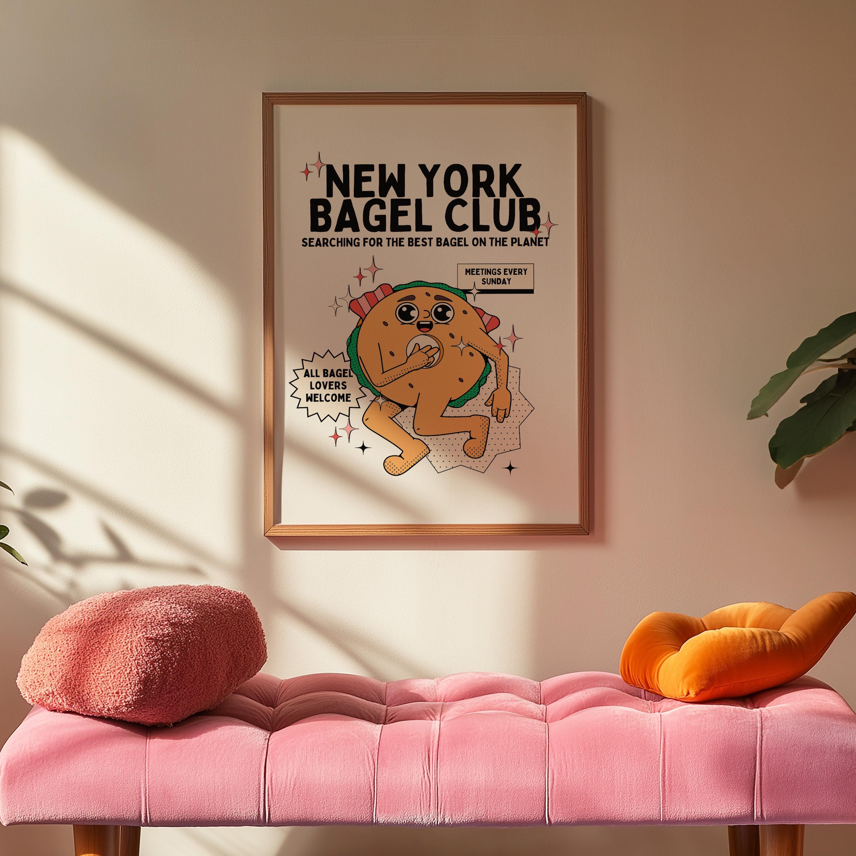 Bagel Art,Kitchen Wall Art Print, Digital Food Art Print, Trendy Wall Art Print, Bagel Poster, Kitchen Wall Decor, Bagel Art Print