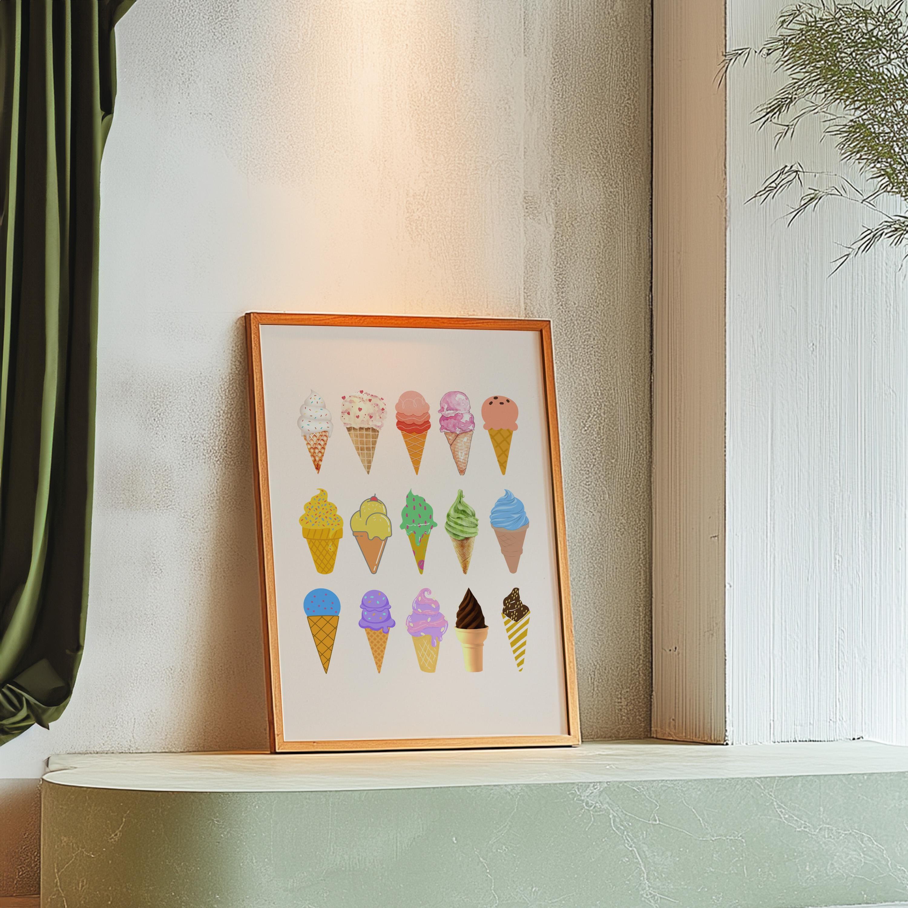 Ice Cream Art, Digital Download,Kitchen Wall Art Print,Digital Food Art Print,Trendy Wall Art Print,Kitchen Printables,Kitchen Wall Decor