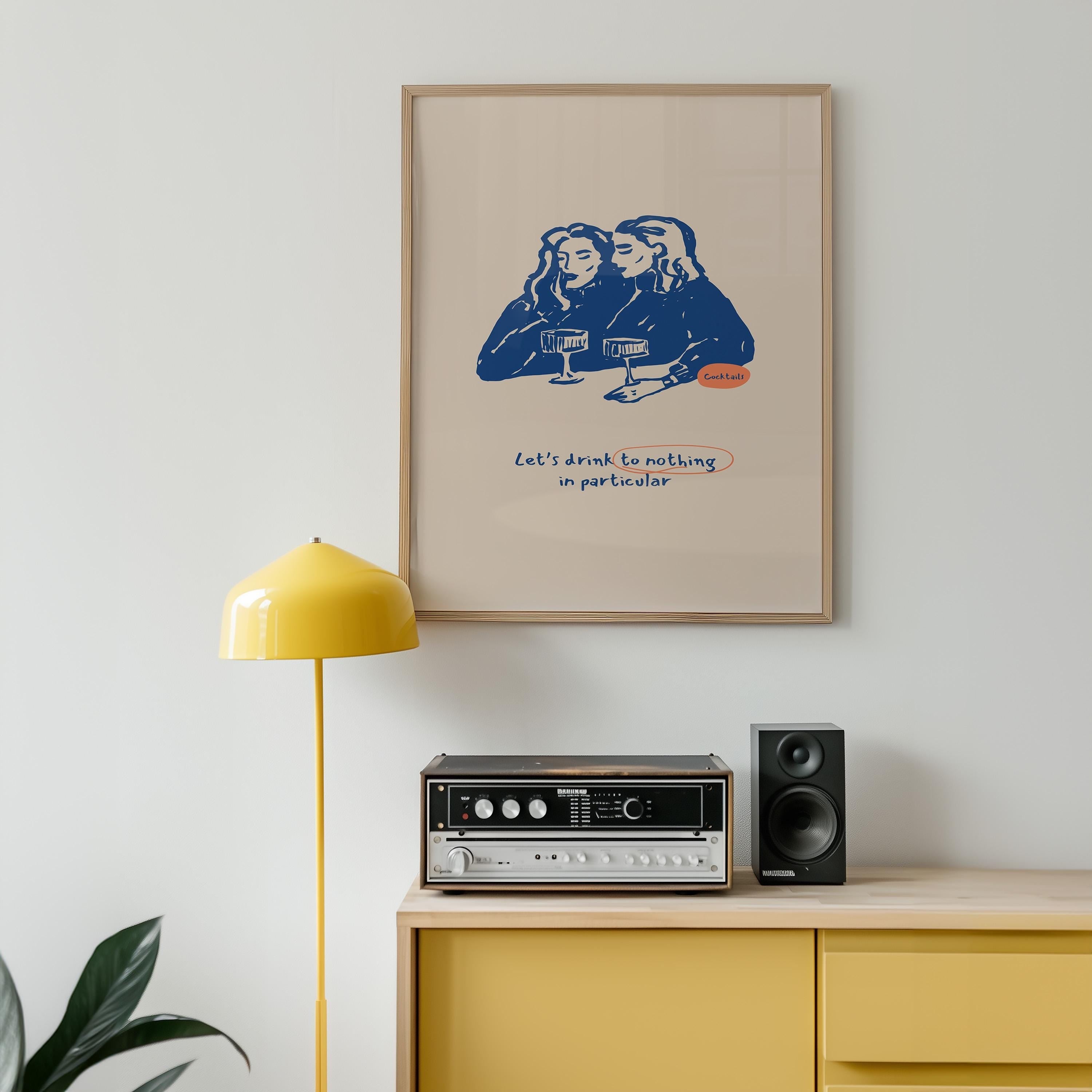 Let&#39;s Drink-Digital Prints-Wall Art-Cocktail Art Print-Minimal Art-bar cart accessories-Cocktail Art-Bar Cart Prints-Happy Hour Art Prints