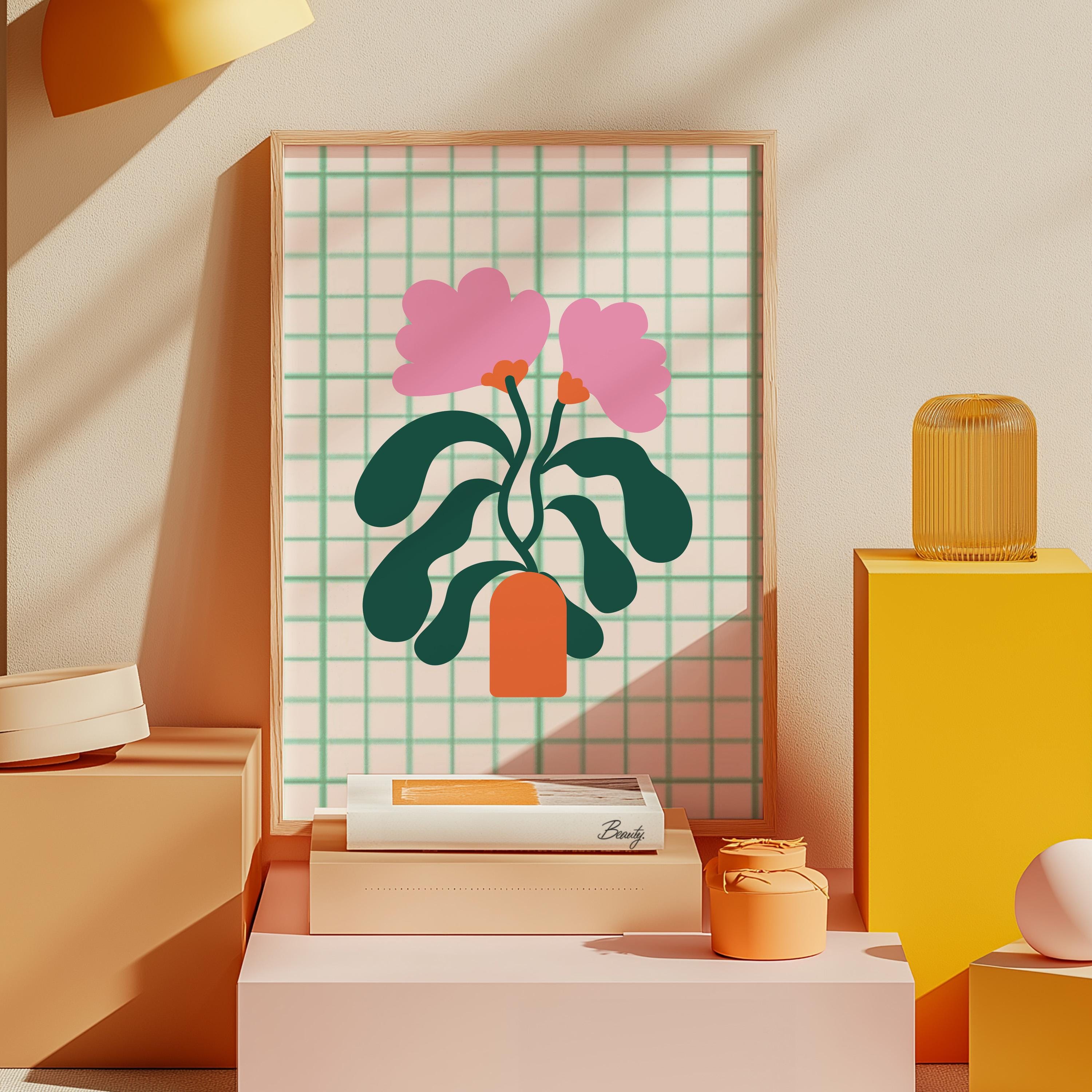 Bouquet of Flowers, Floral Art, Bouquet of Peace, Floral Decor, Colorful Print, Girls Bedroom, Gift Idea, Inspirational Art, Minimalist Art