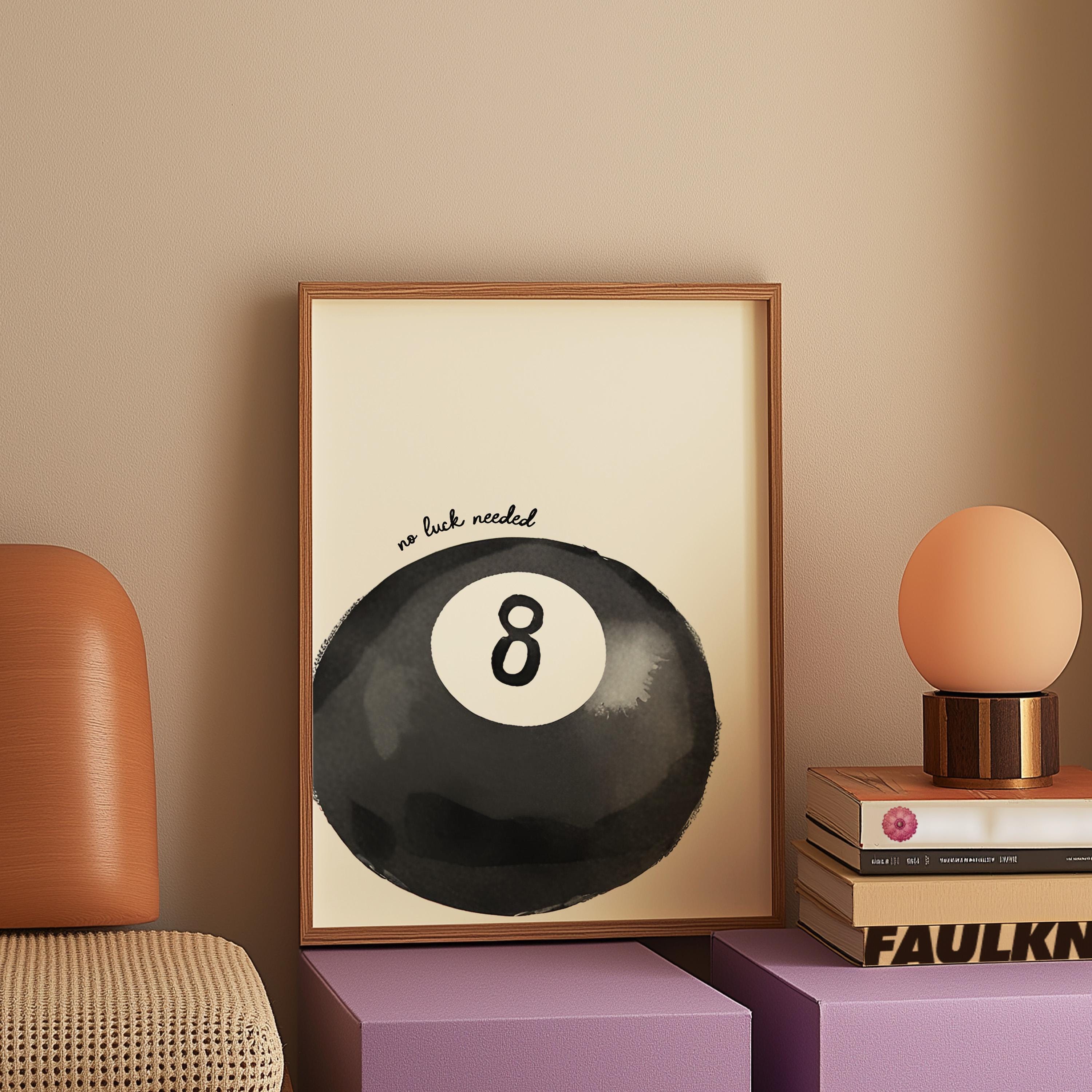 Lucky 8 Ball Print, Retro Lucky Girl Poster, Funky Aesthetic Print for Apartment, Retro Hand-Drawn Wall Art, GS Print Shoppe