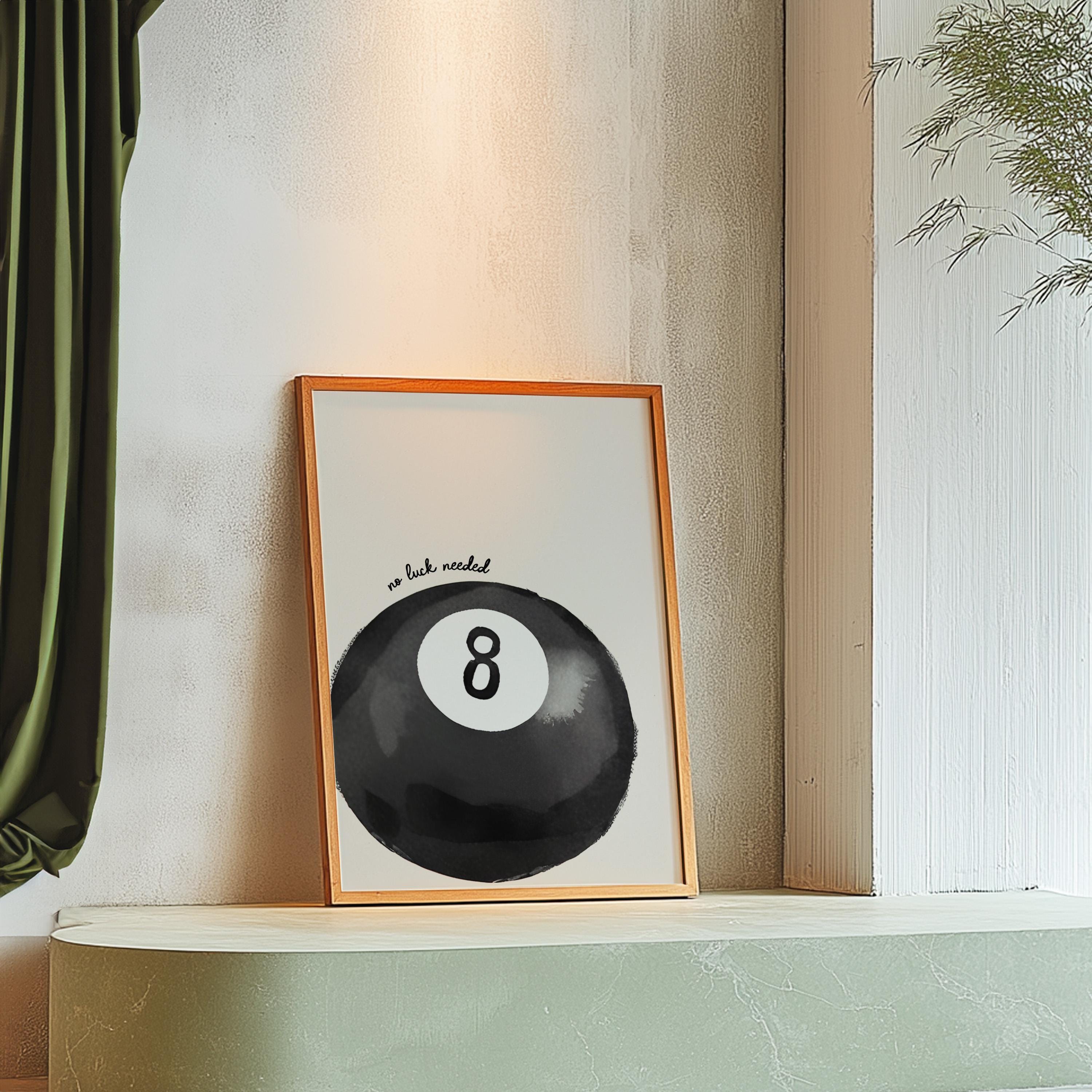 Lucky 8 Ball Print, Retro Lucky Girl Poster, Funky Aesthetic Print for Apartment, Retro Hand-Drawn Wall Art, GS Print Shoppe