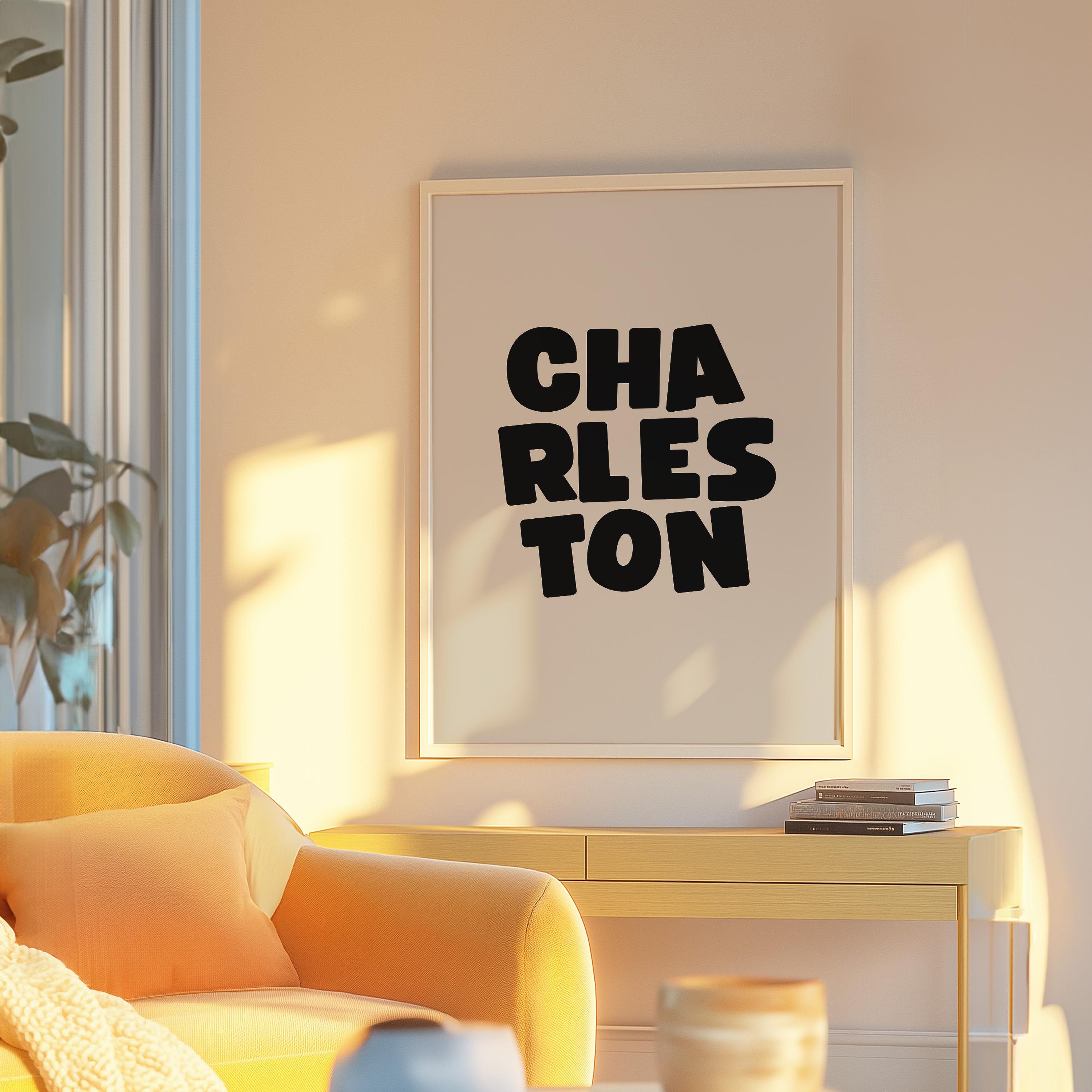Charleston Art Print,Digital Art Download,Black CHS Wall Art,Cute Trendy Art,CHS Posters,Charleston Wall Poster,Beige Posters