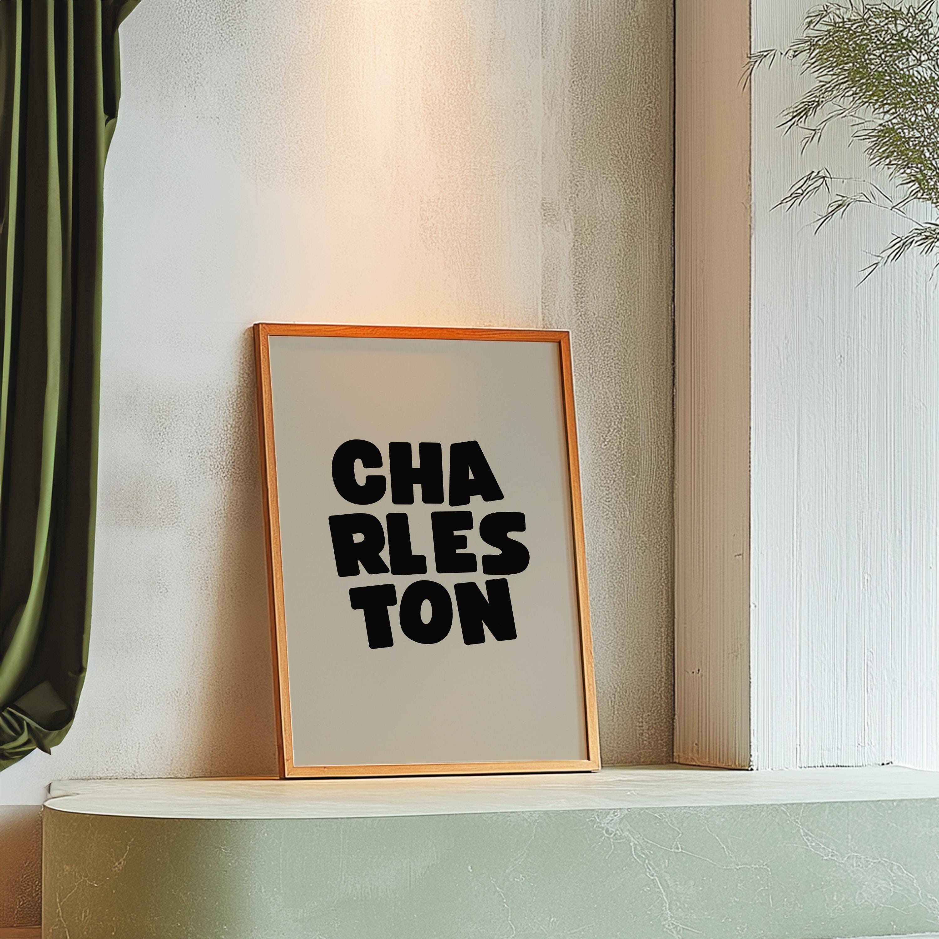 Charleston Art Print,Digital Art Download,Black CHS Wall Art,Cute Trendy Art,CHS Posters,Charleston Wall Poster,Beige Posters