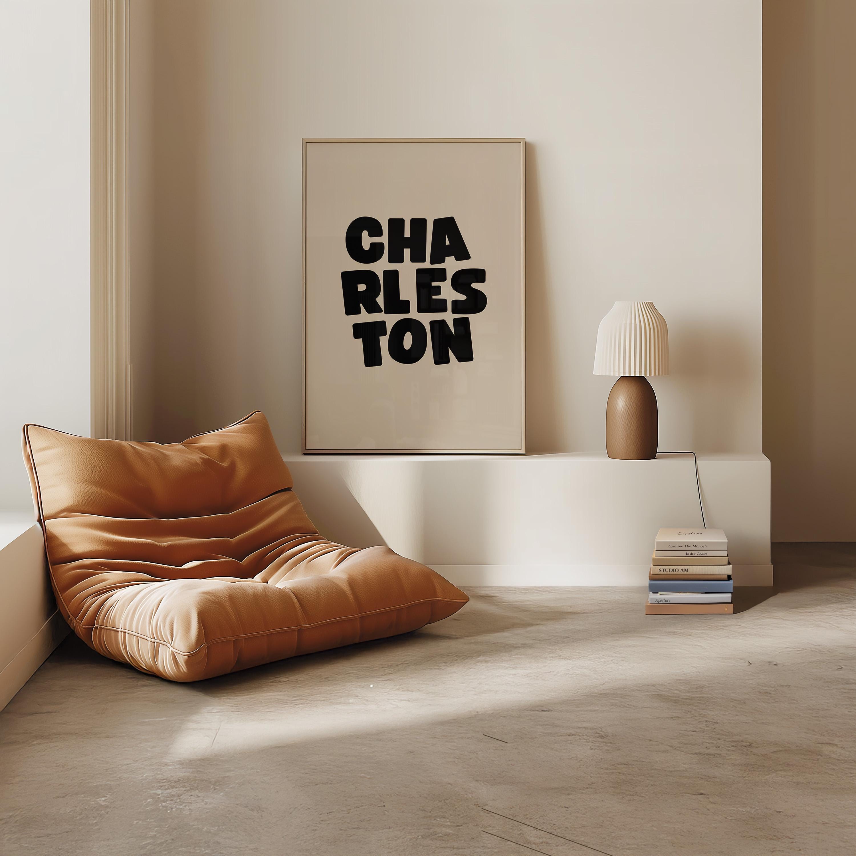 Charleston Art Print,Digital Art Download,Black CHS Wall Art,Cute Trendy Art,CHS Posters,Charleston Wall Poster,Beige Posters