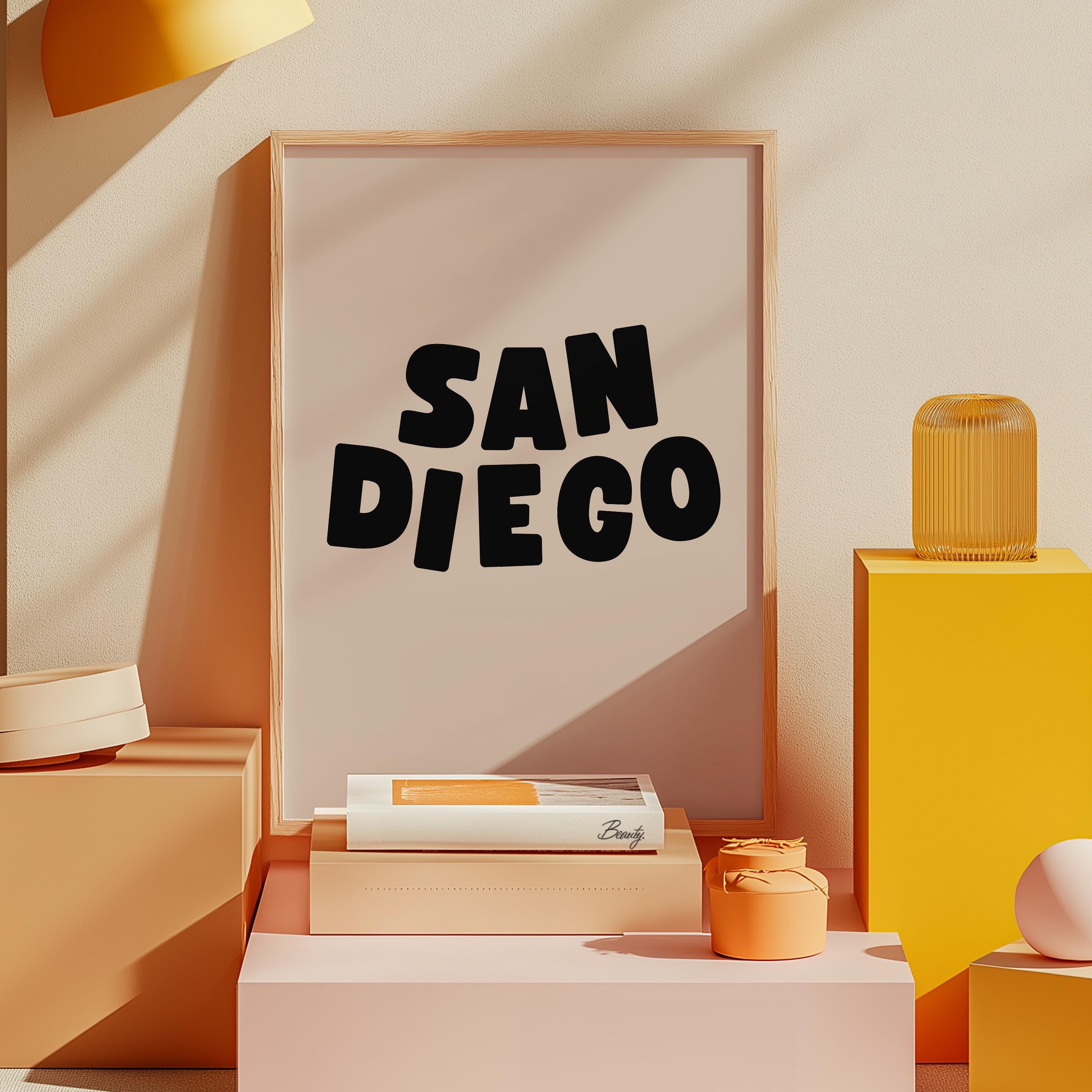 San Diego Art Print,Digital Art Download,San Diego Wall Art,Cute Trendy Art, San Diego Posters,SD Wall Poster,Beige Posters, gs print shoppe