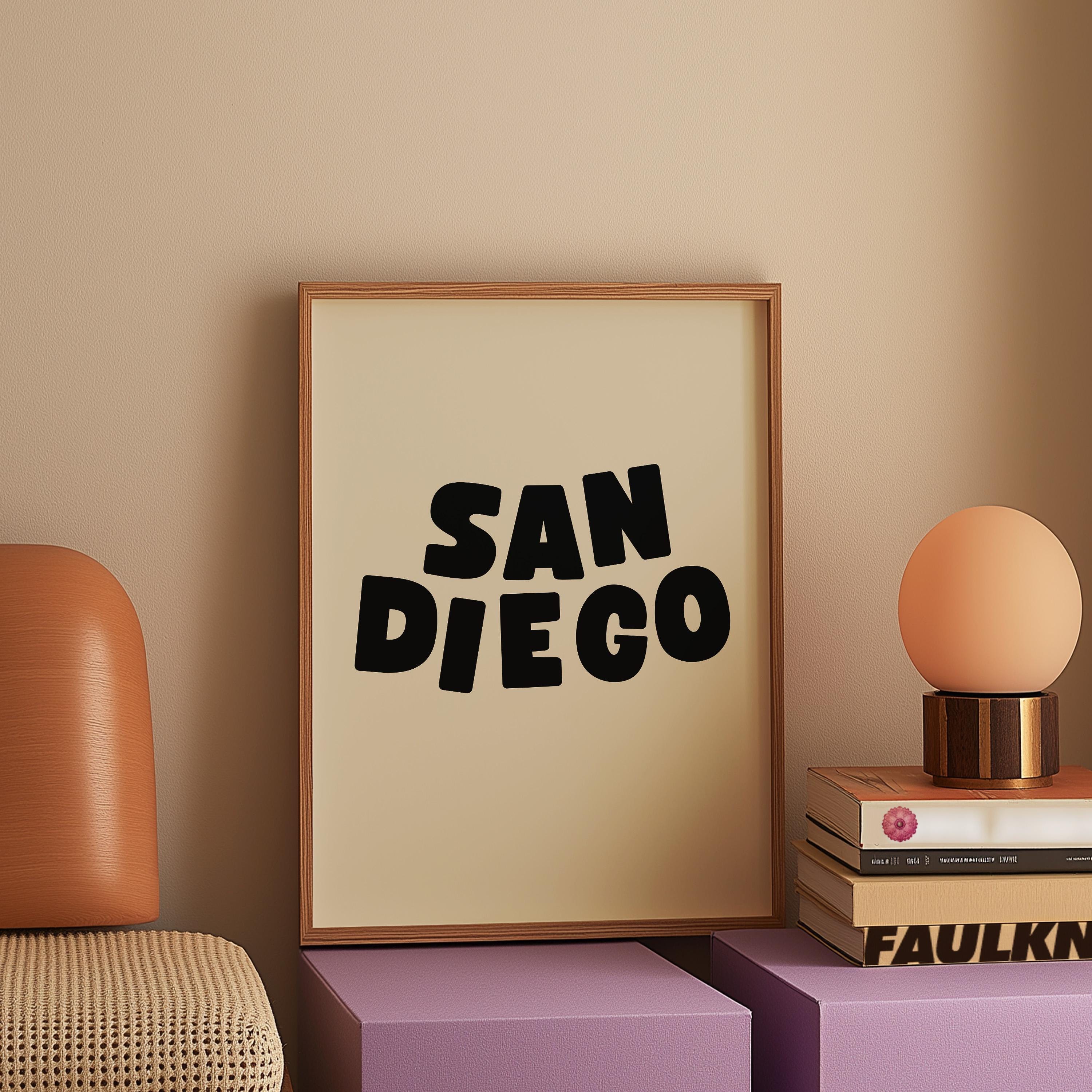 San Diego Art Print,Digital Art Download,San Diego Wall Art,Cute Trendy Art, San Diego Posters,SD Wall Poster,Beige Posters, gs print shoppe