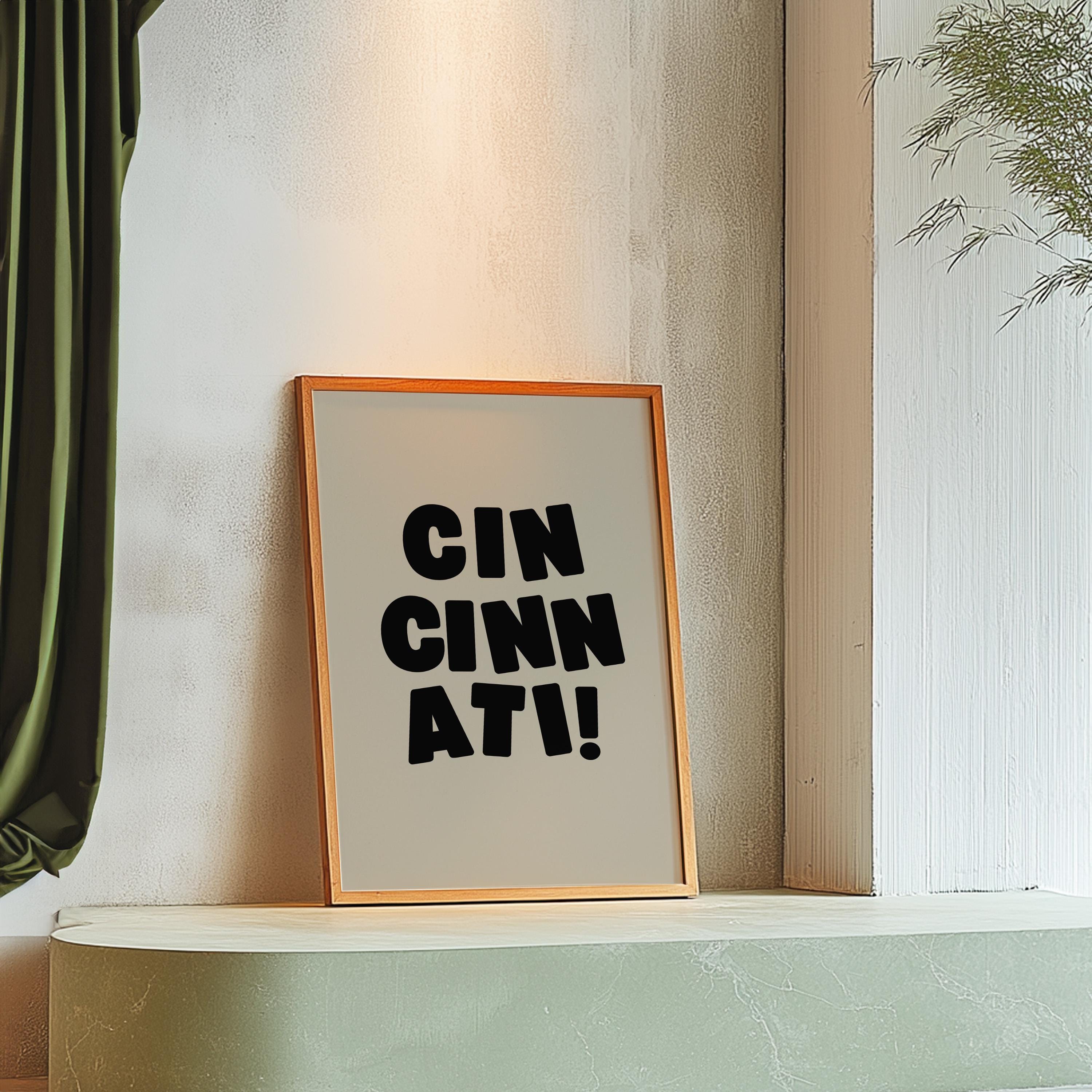 Cincinnati Art Print,Digital Art Download,Cincinnati Wall Art,Cute Trendy Art,Cincinnati Posters,Cincinnati Wall Poster,Beige Posters