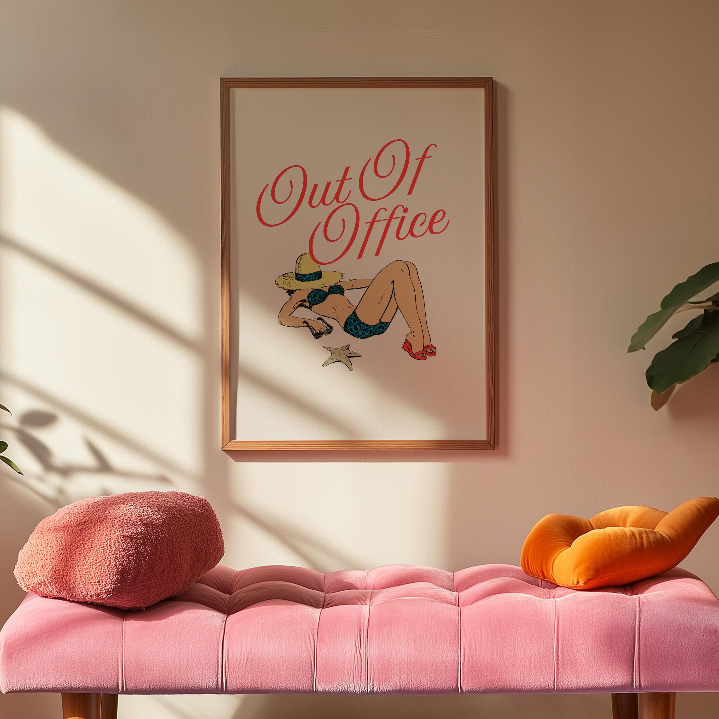 Out of Office, Vintage Art print, Retro Ad, Maximalism Decor, Trendy Posters, Girly Prints, Quirky Art Print, Sassy Poster, GS Print Shoppe